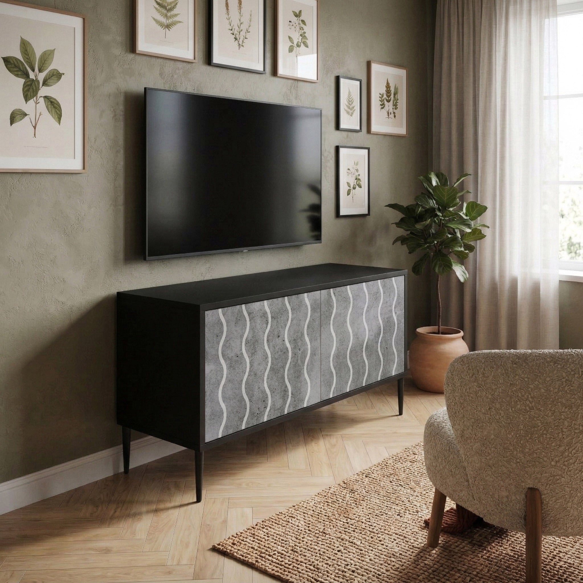 WAVES OF CONCRETE Compact 2-Door TV Cabinet
