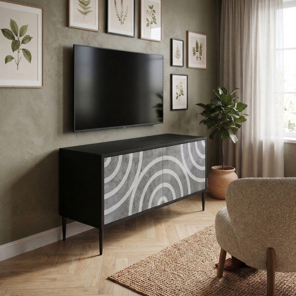 CIRCLE CONCRETE Mueble de TV Compacto de 2 puertas
