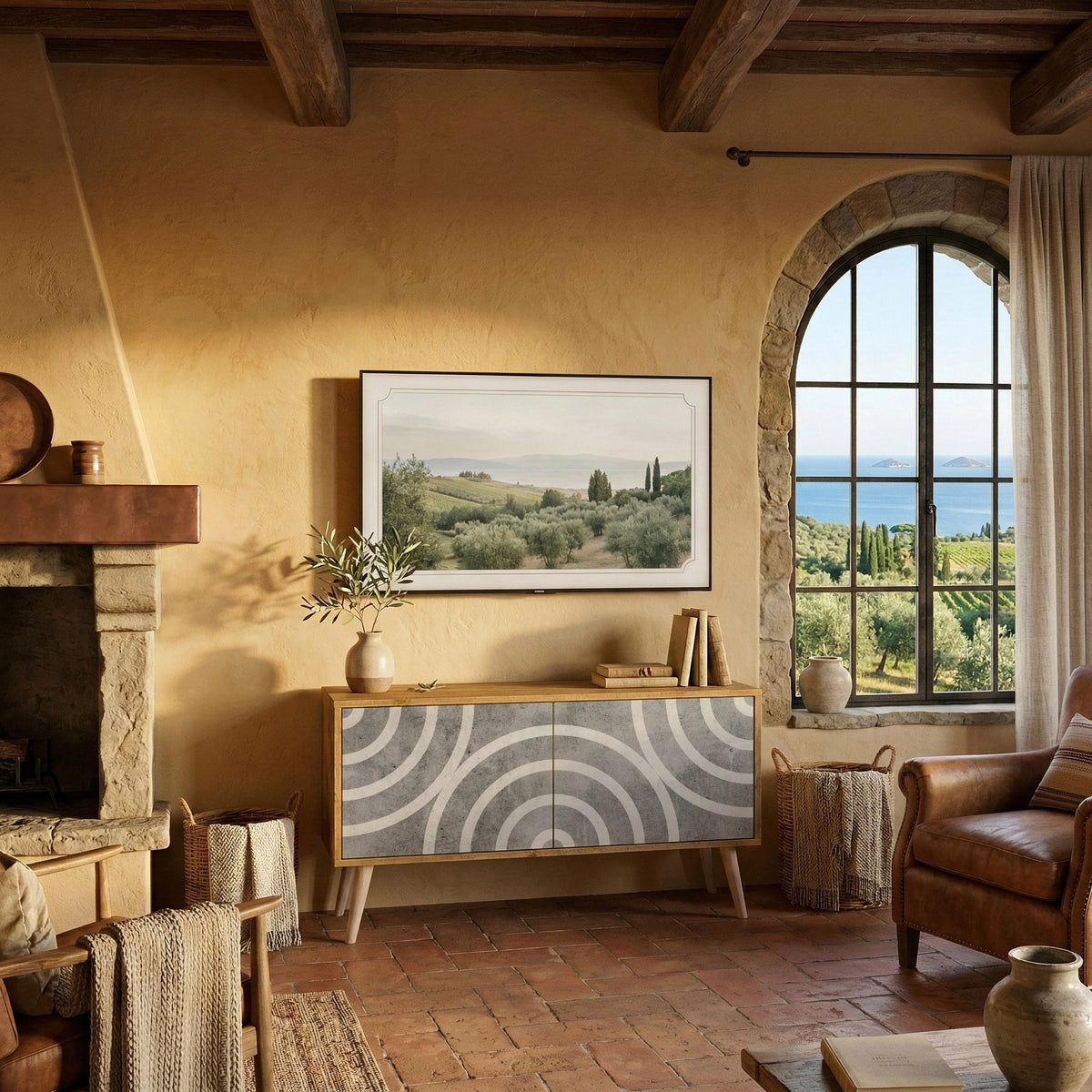 CIRCLE CONCRETE Mueble de TV Compacto de 2 puertas