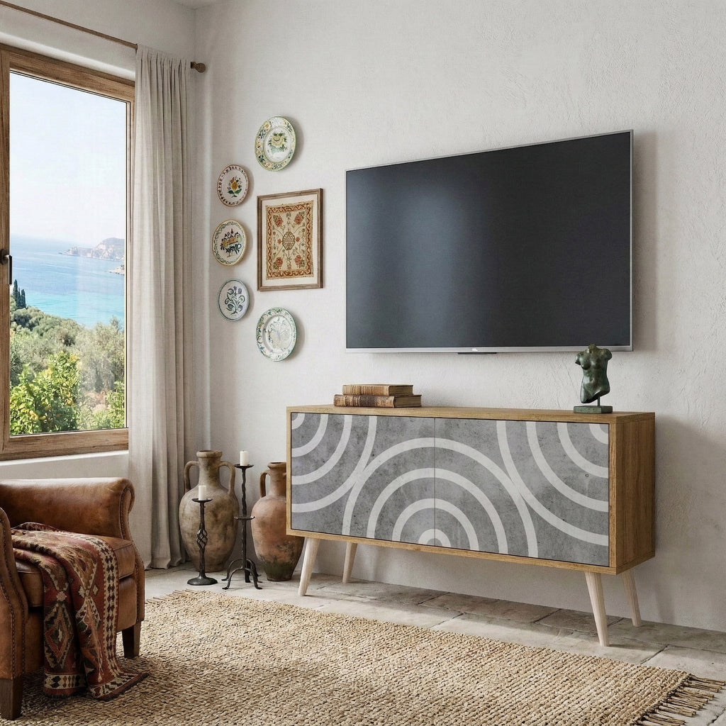 CIRCLE CONCRETE Mueble de TV Compacto de 2 puertas