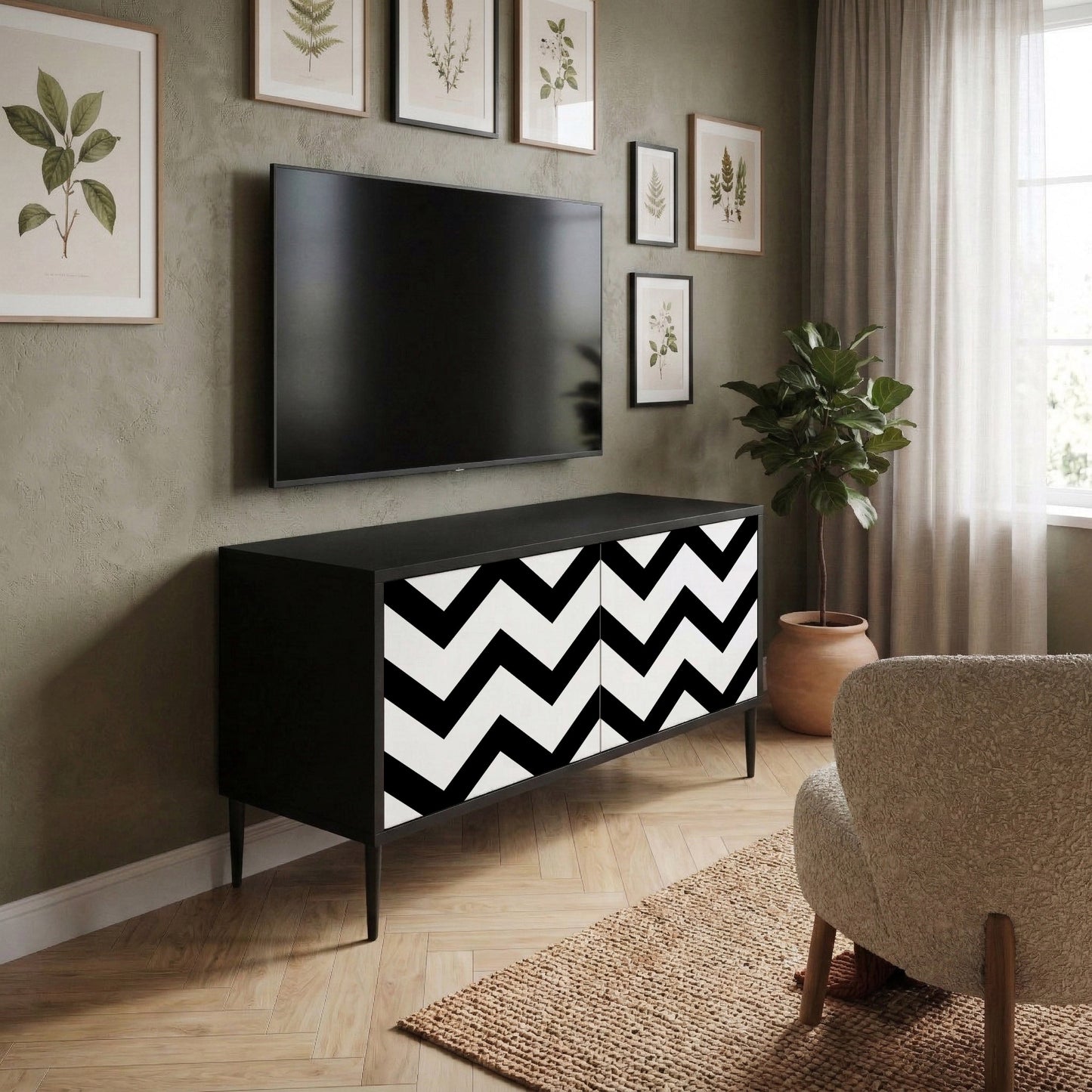 CLASSIC ZIG ZAG Mueble de TV Compacto de 2 puertas