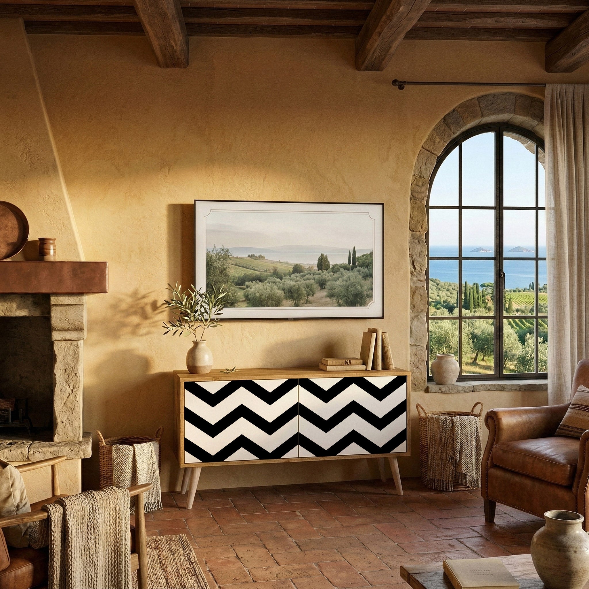 CLASSIC ZIG ZAG Mueble de TV Compacto de 2 puertas