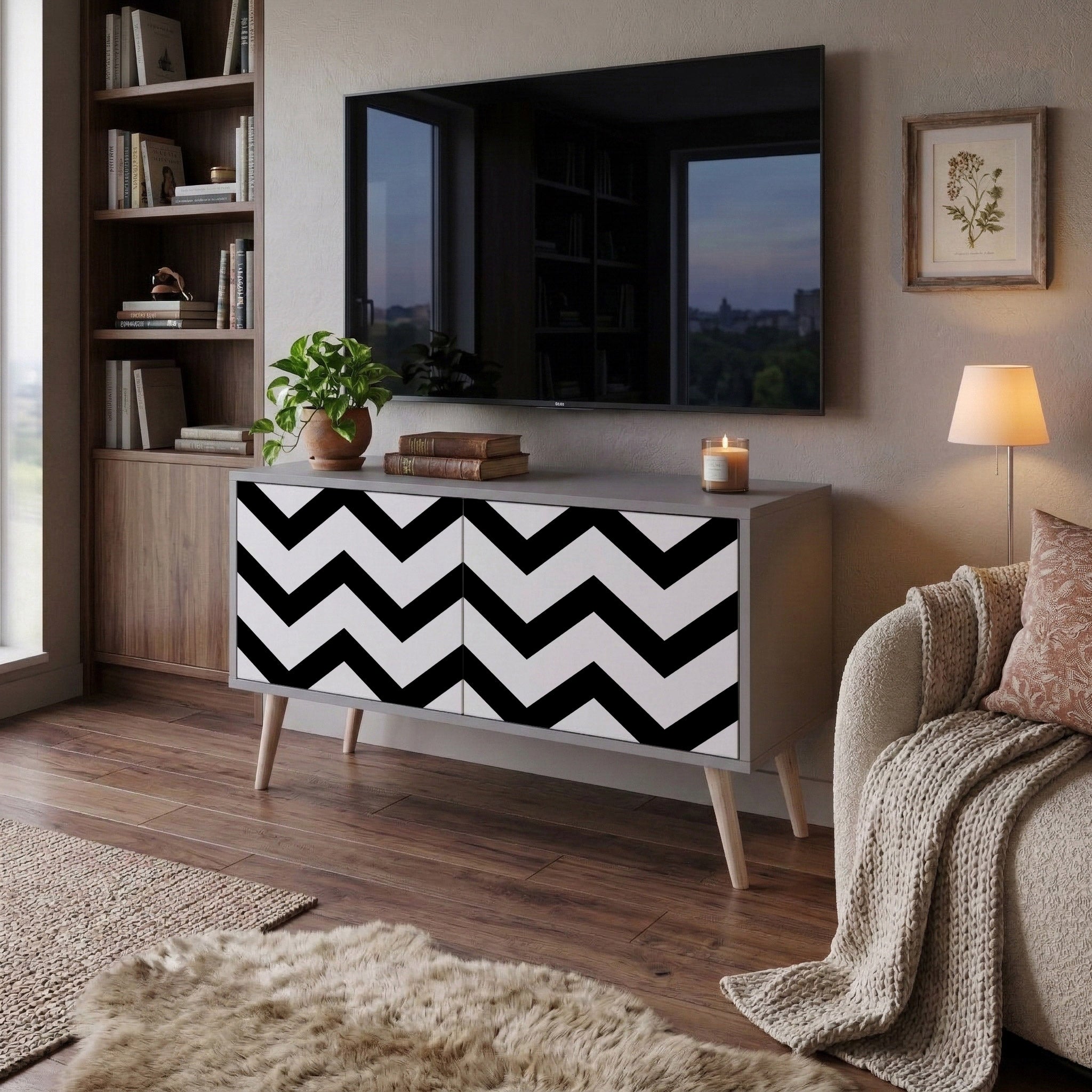 CLASSIC ZIG ZAG Mueble de TV Compacto de 2 puertas
