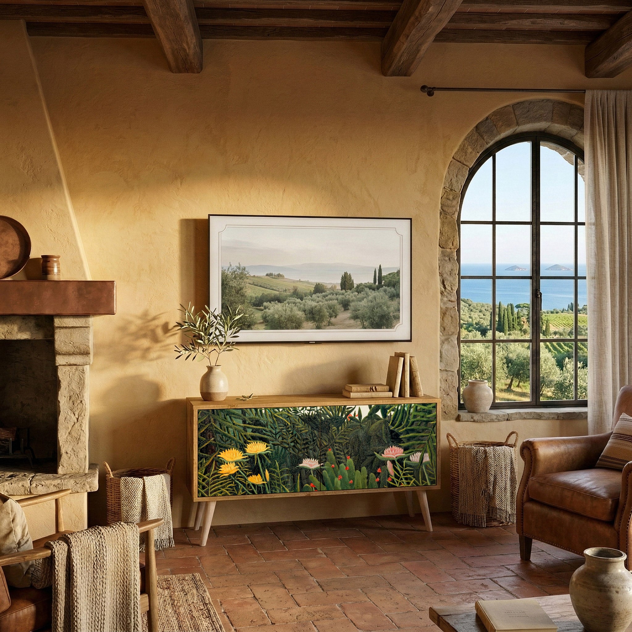 VIRGIN FOREST WITH SUNSET Mueble de TV Compacto de 2 puertas