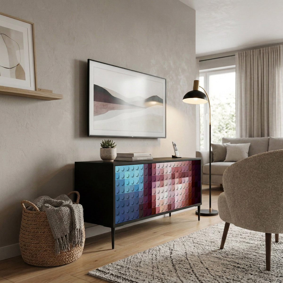 CONSTRUCTIVE ART Mueble de TV Compacto de 2 puertas