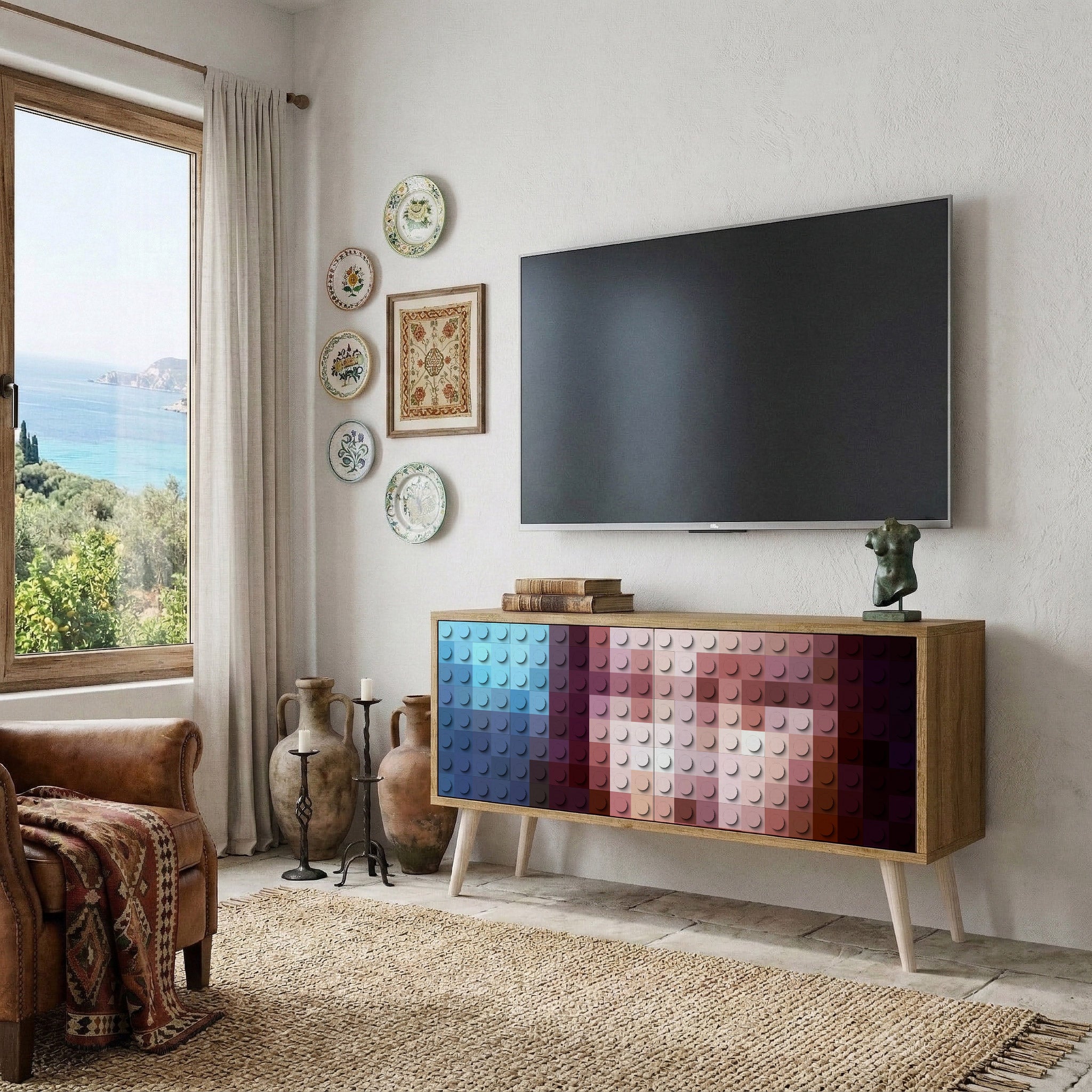 CONSTRUCTIVE ART Mueble de TV Compacto de 2 puertas