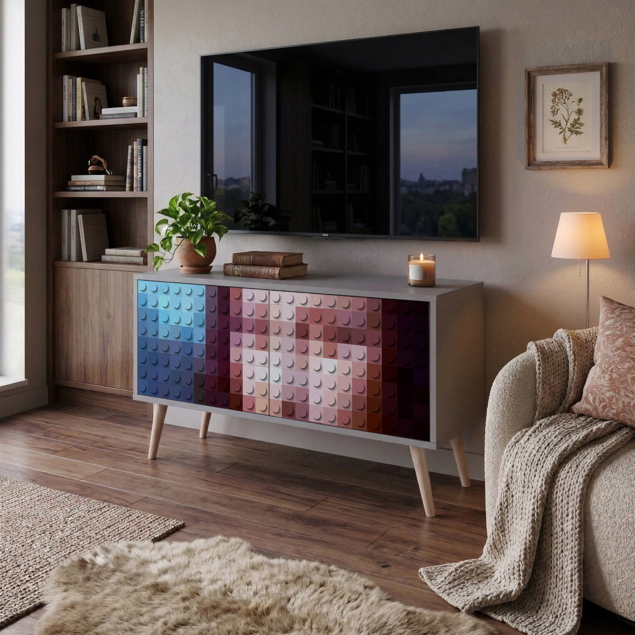 CONSTRUCTIVE ART Mueble de TV Compacto de 2 puertas