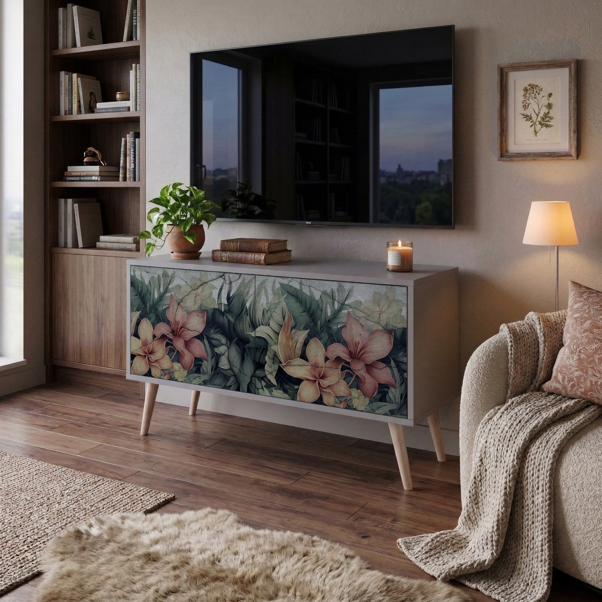 HEAVENLY BLOOM Mueble de TV Compacto de 2 puertas
