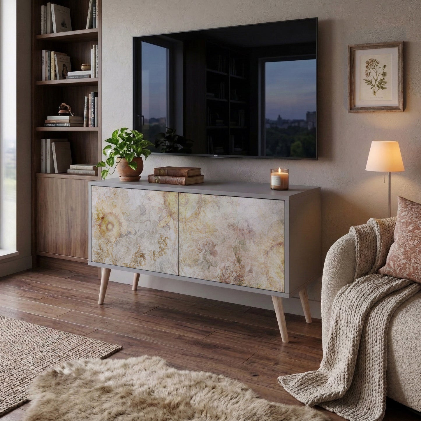 SUNFLOWER BLUR Mueble de TV Compacto de 2 puertas