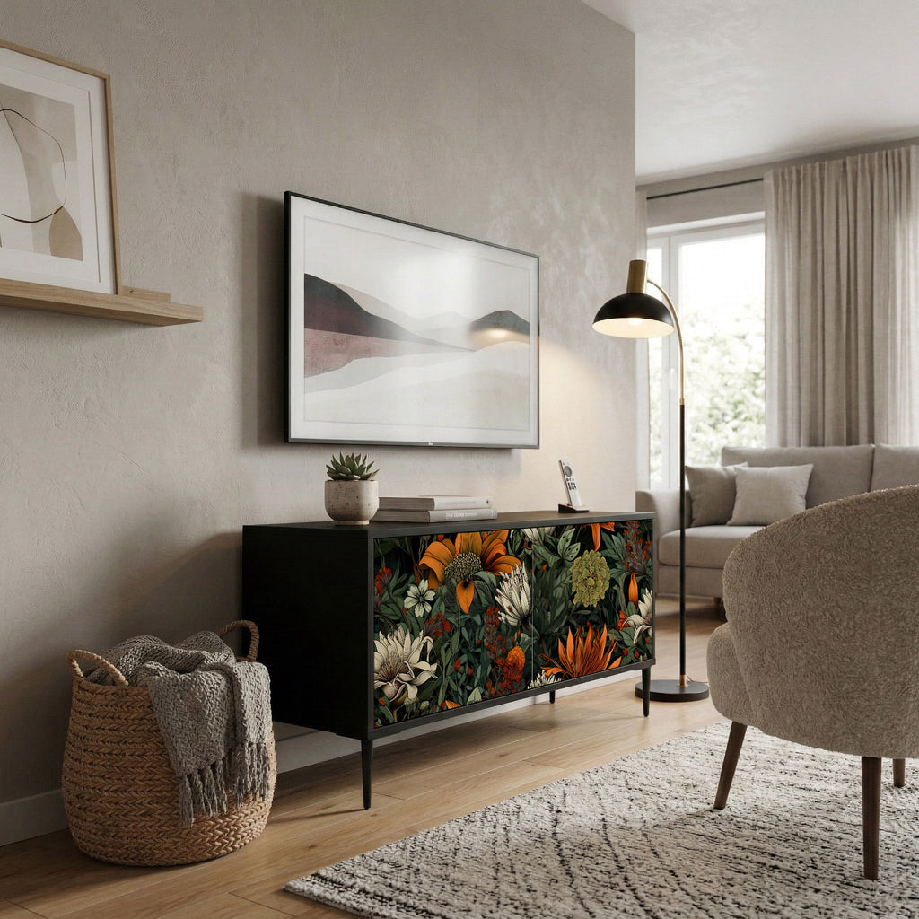 MIDNIGHT SPROUT Mueble de TV Compacto de 2 puertas