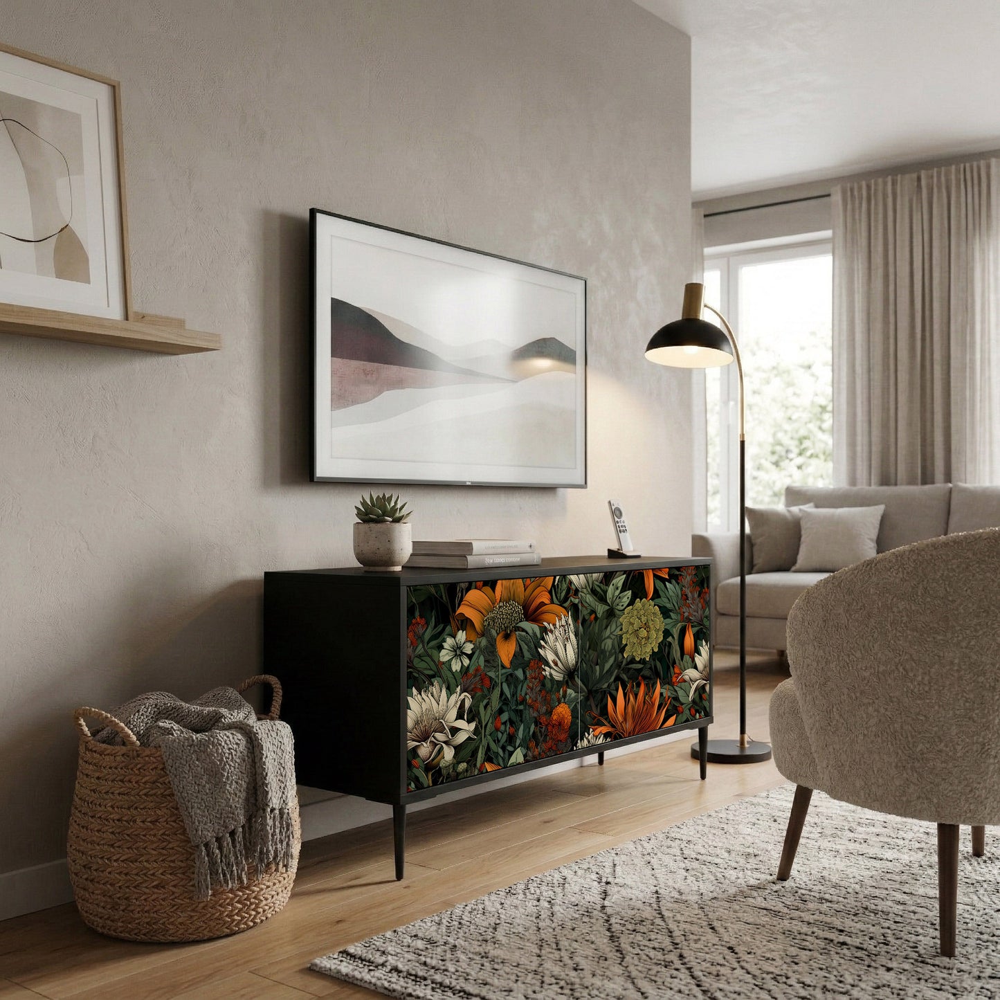MIDNIGHT SPROUT Mueble de TV Compacto de 2 puertas