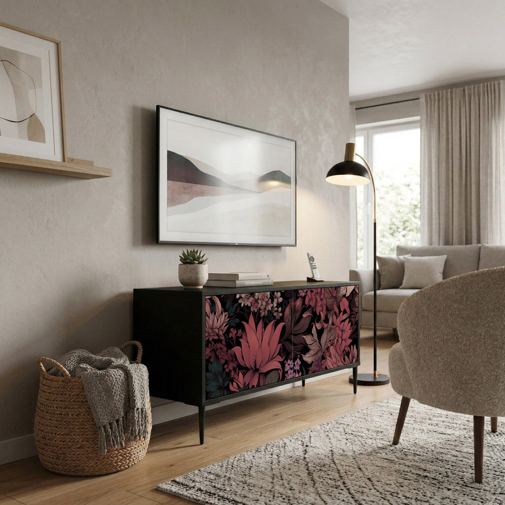 FLORAL WHISPER Mueble de TV Compacto de 2 puertas