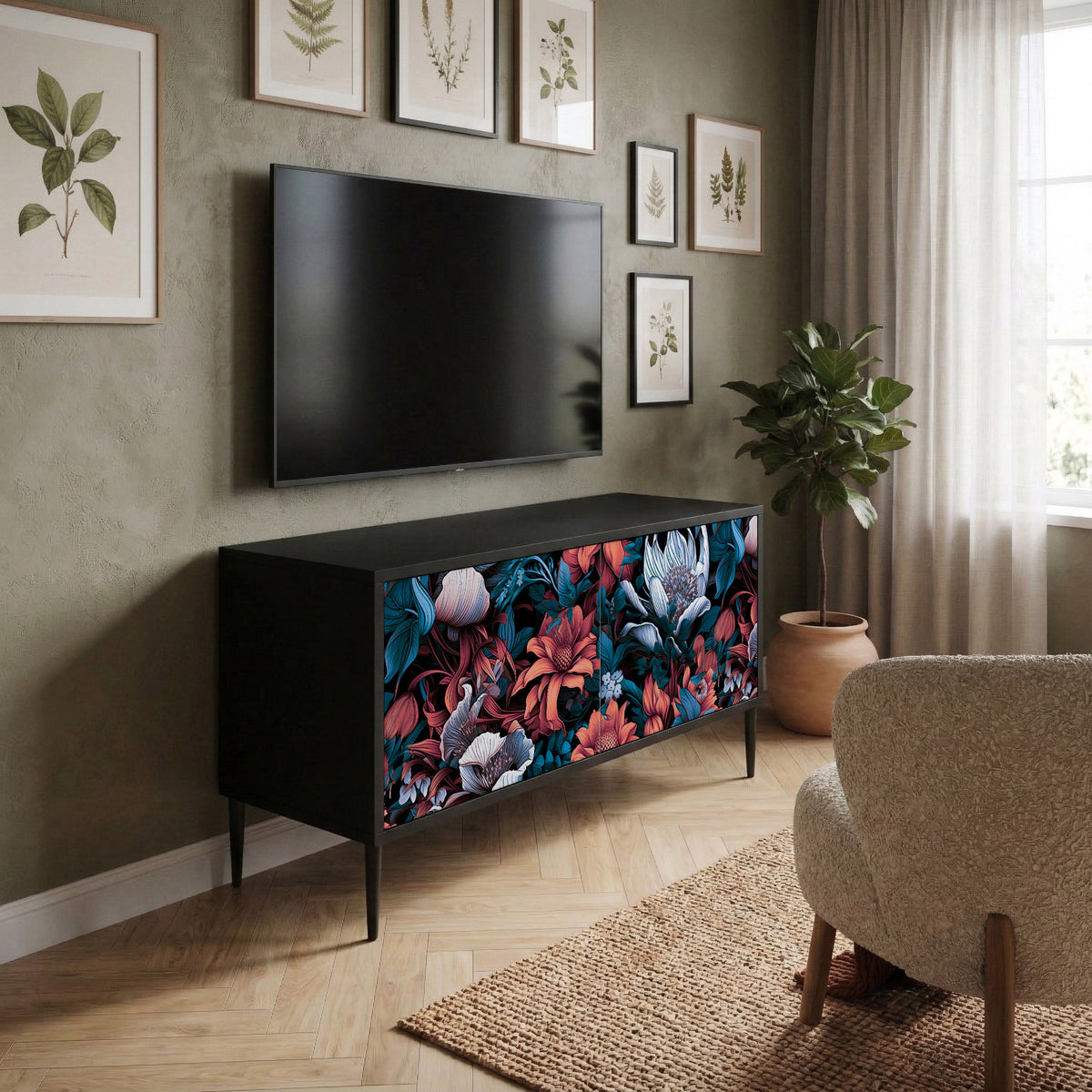 ETHEREAL BLOSSOMS Mueble de TV Compacto de 2 puertas
