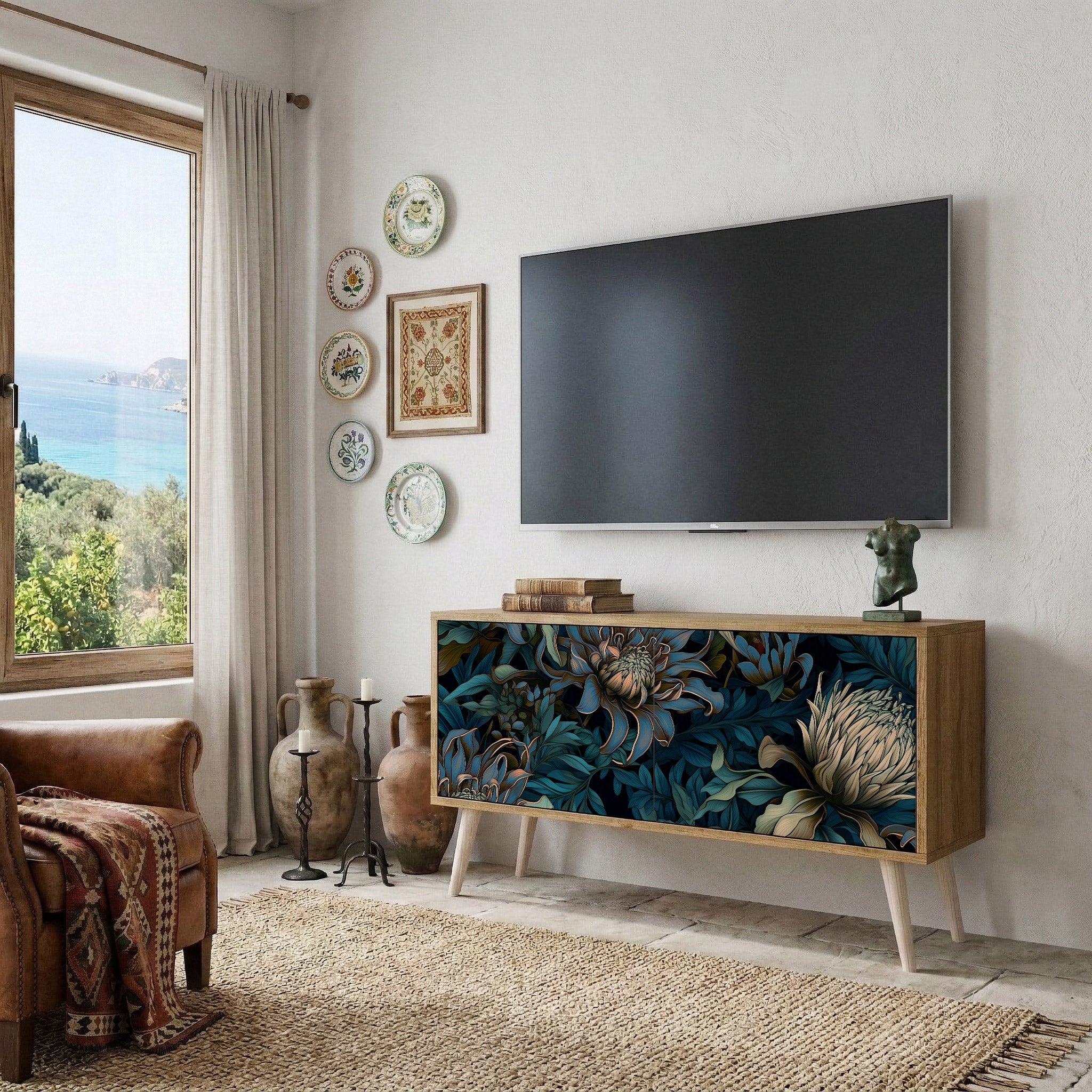 TWILIGHT BLOOM Mueble de TV Compacto de 2 puertas
