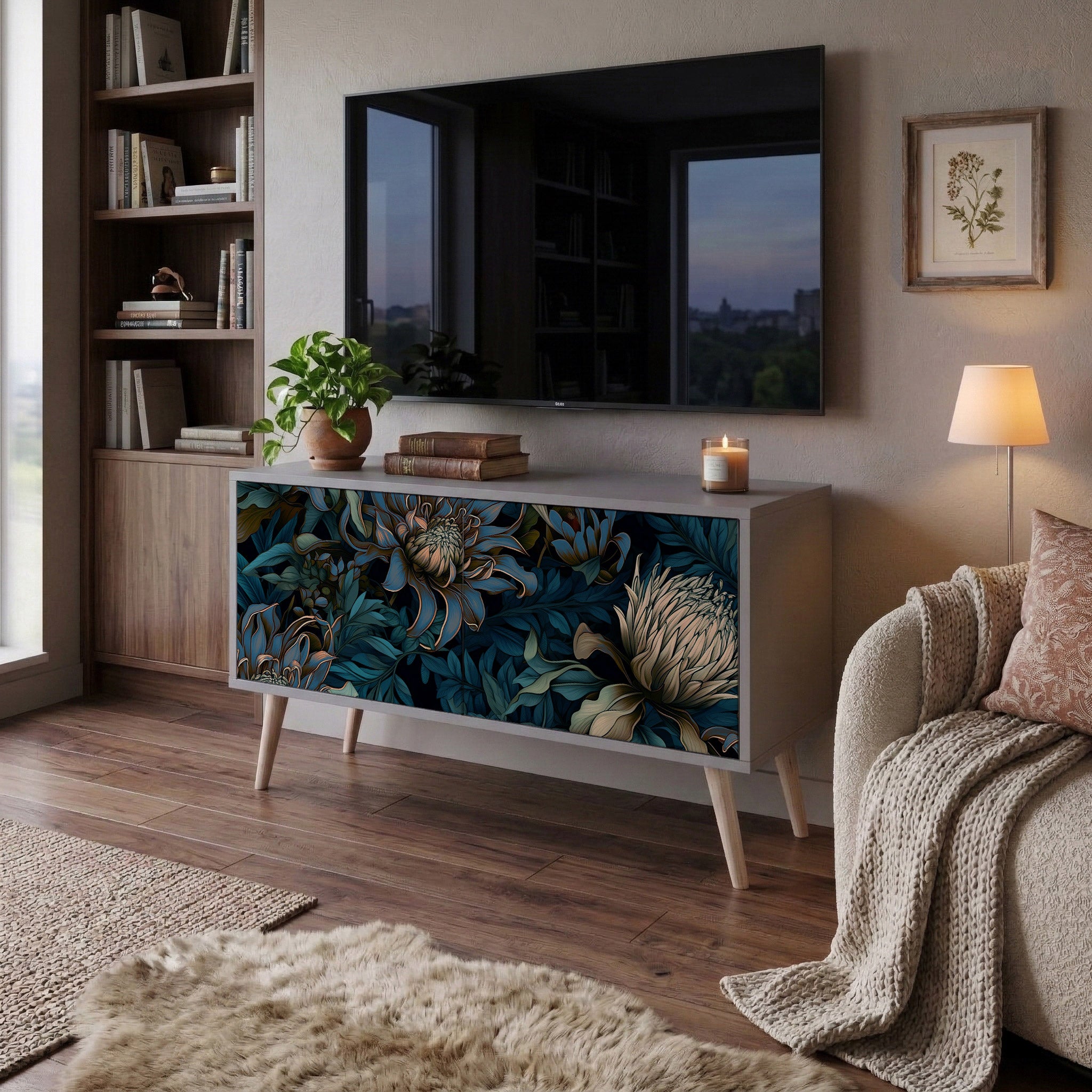 TWILIGHT BLOOM Mueble de TV Compacto de 2 puertas