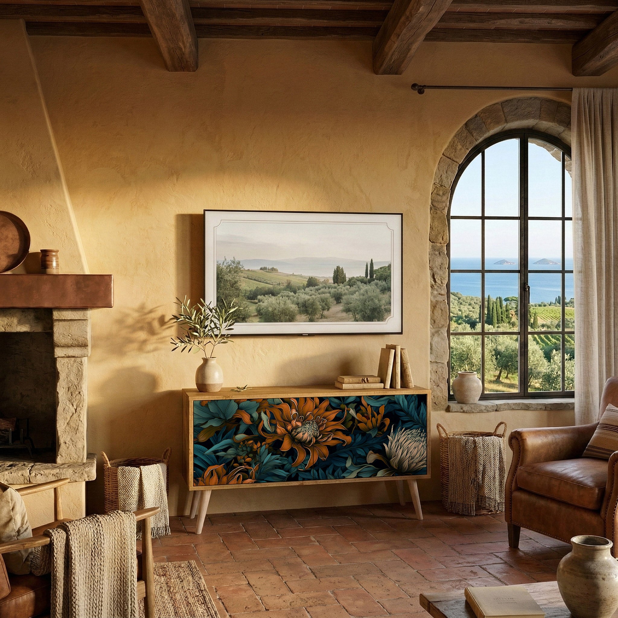 MORNING BLOOM Mueble de TV Compacto de 2 puertas