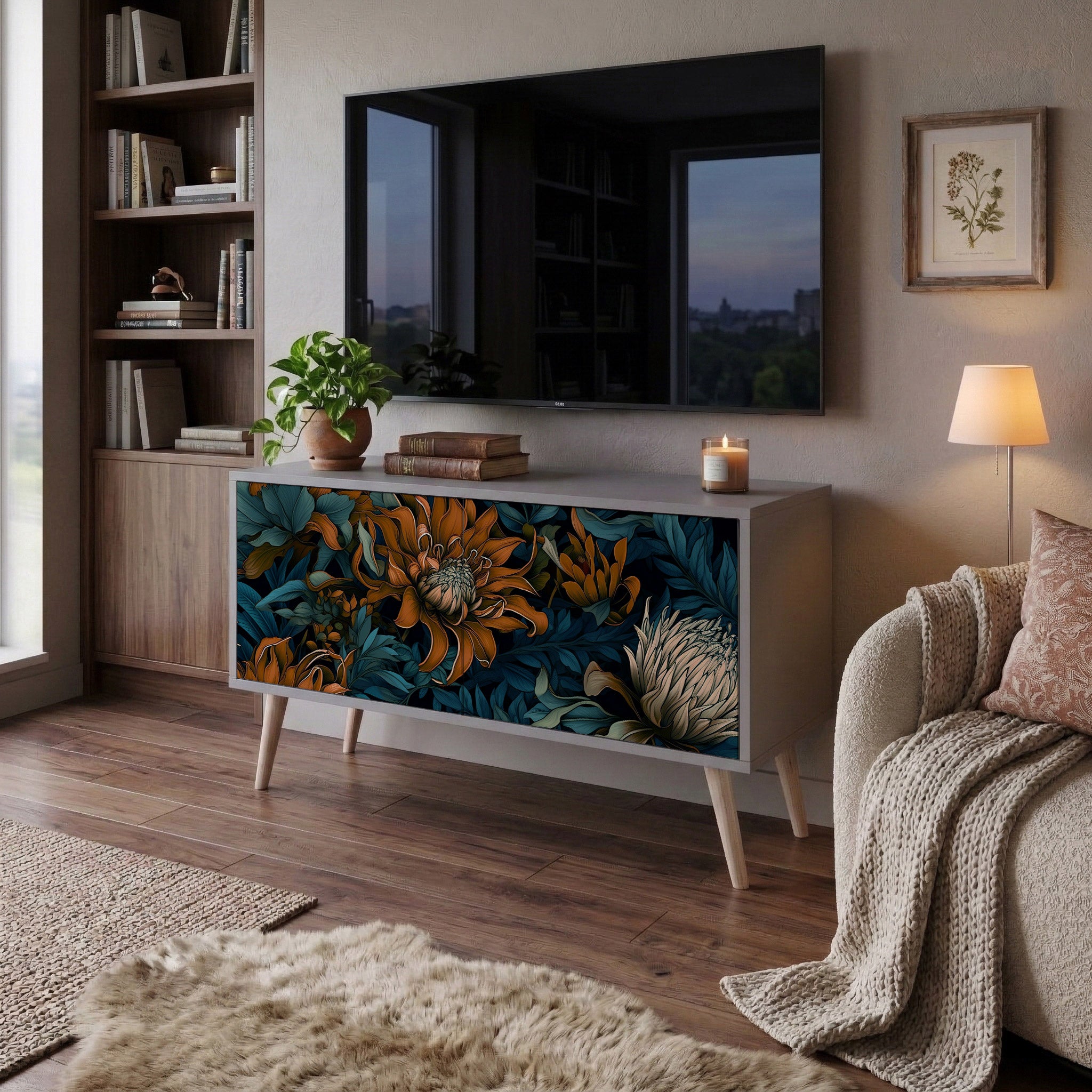 MORNING BLOOM Mueble de TV Compacto de 2 puertas