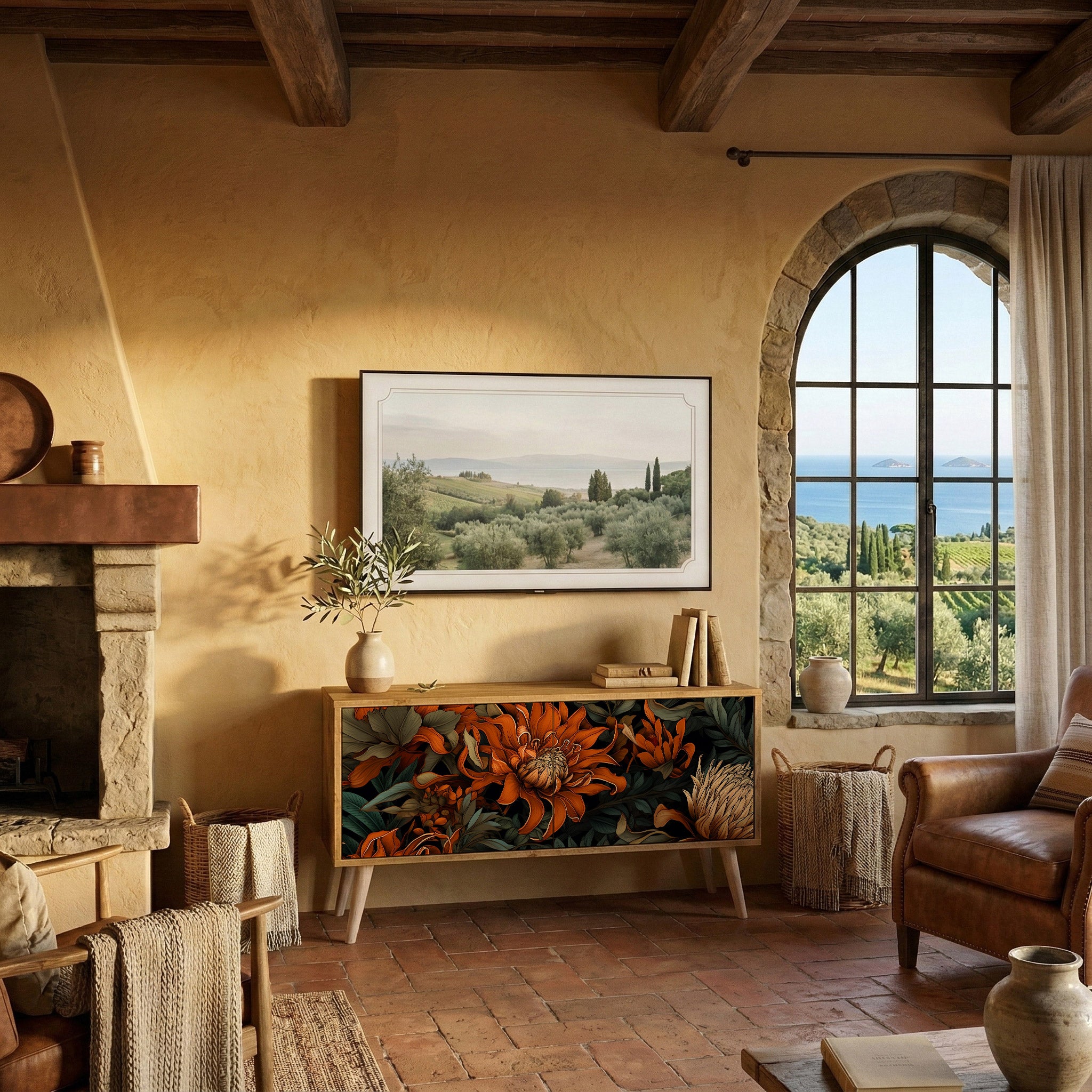 DAWN BLOOM Mueble de TV Compacto de 2 puertas