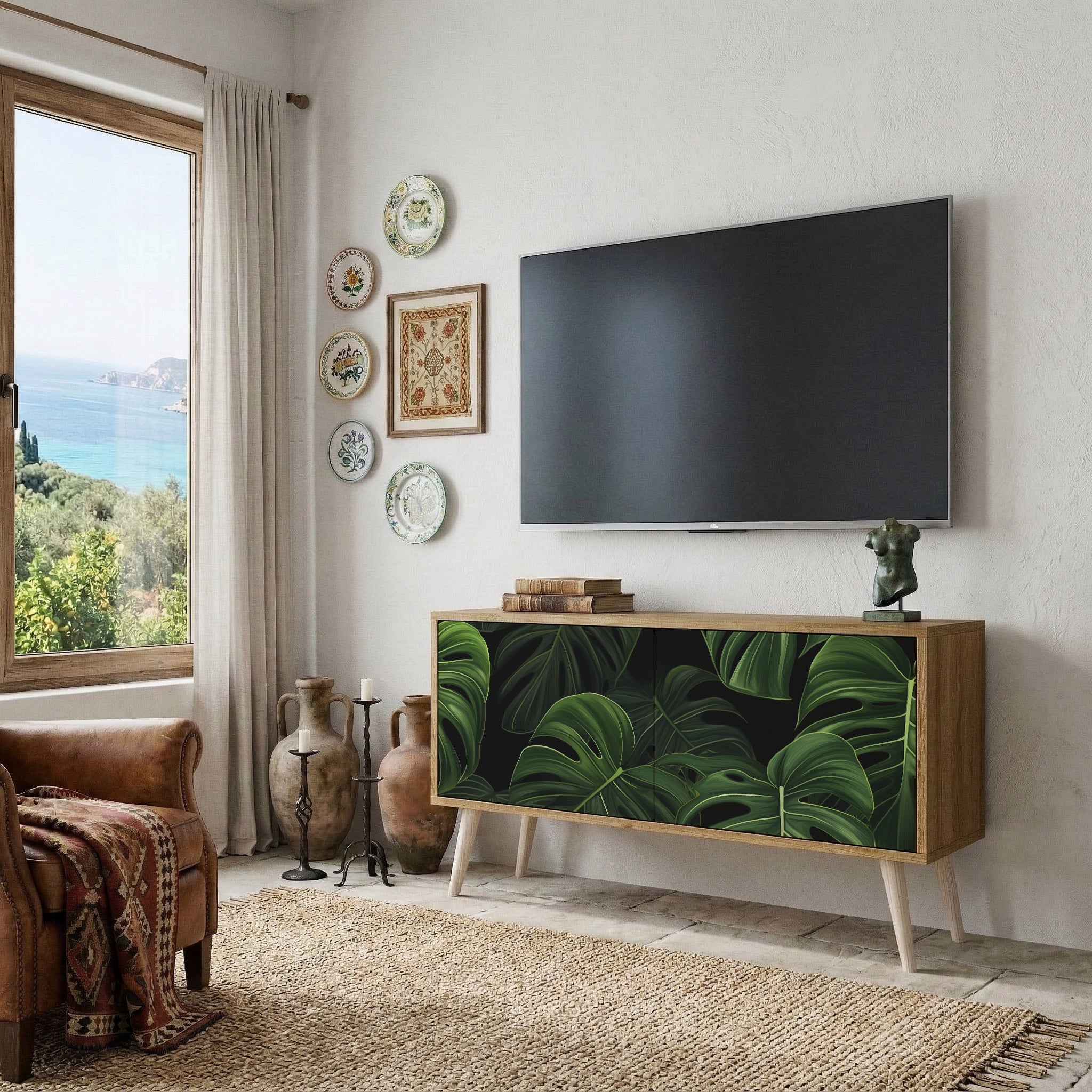 INFINITE MONSTERA Mueble de TV Compacto de 2 puertas