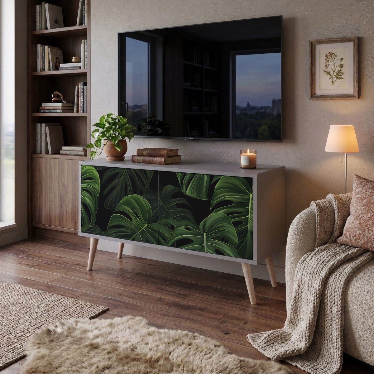INFINITE MONSTERA Mueble de TV Compacto de 2 puertas