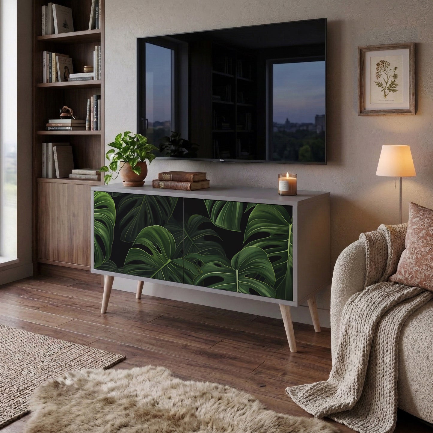 INFINITE MONSTERA Mueble de TV Compacto de 2 puertas