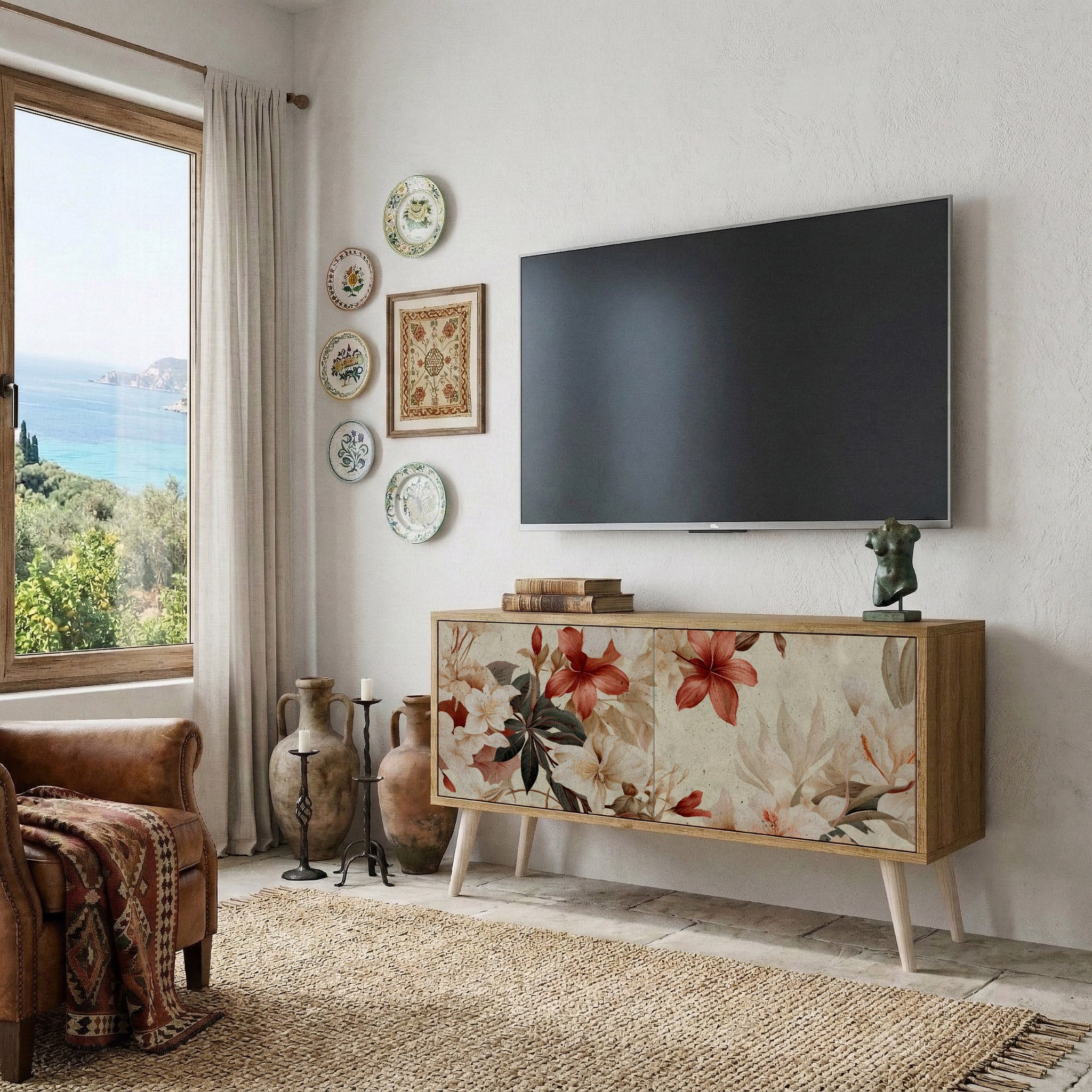 PETAL HARMONY Mueble de TV Compacto de 2 puertas