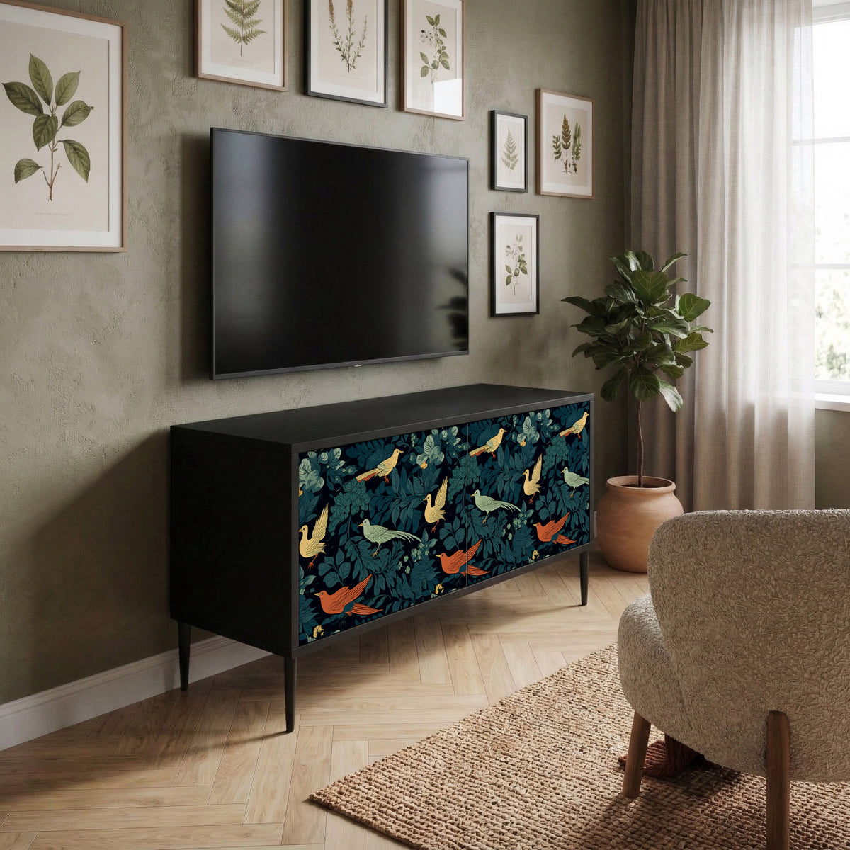 FOWL ORNAMENT Mueble de TV Compacto de 2 puertas