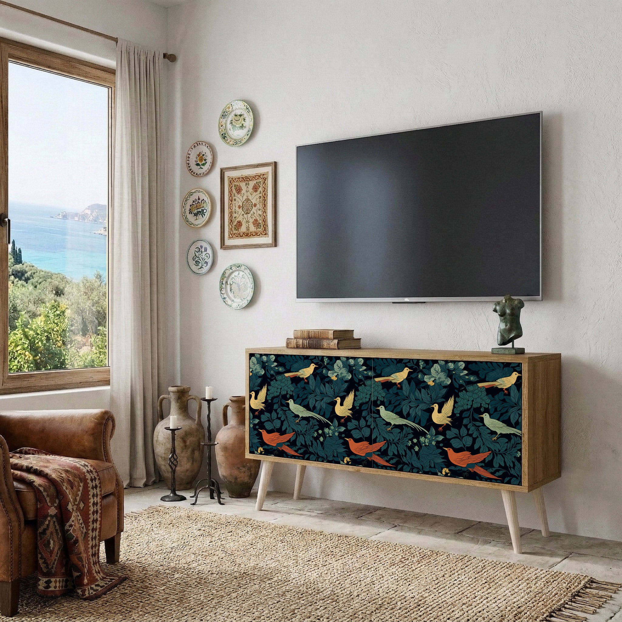 FOWL ORNAMENT Mueble de TV Compacto de 2 puertas