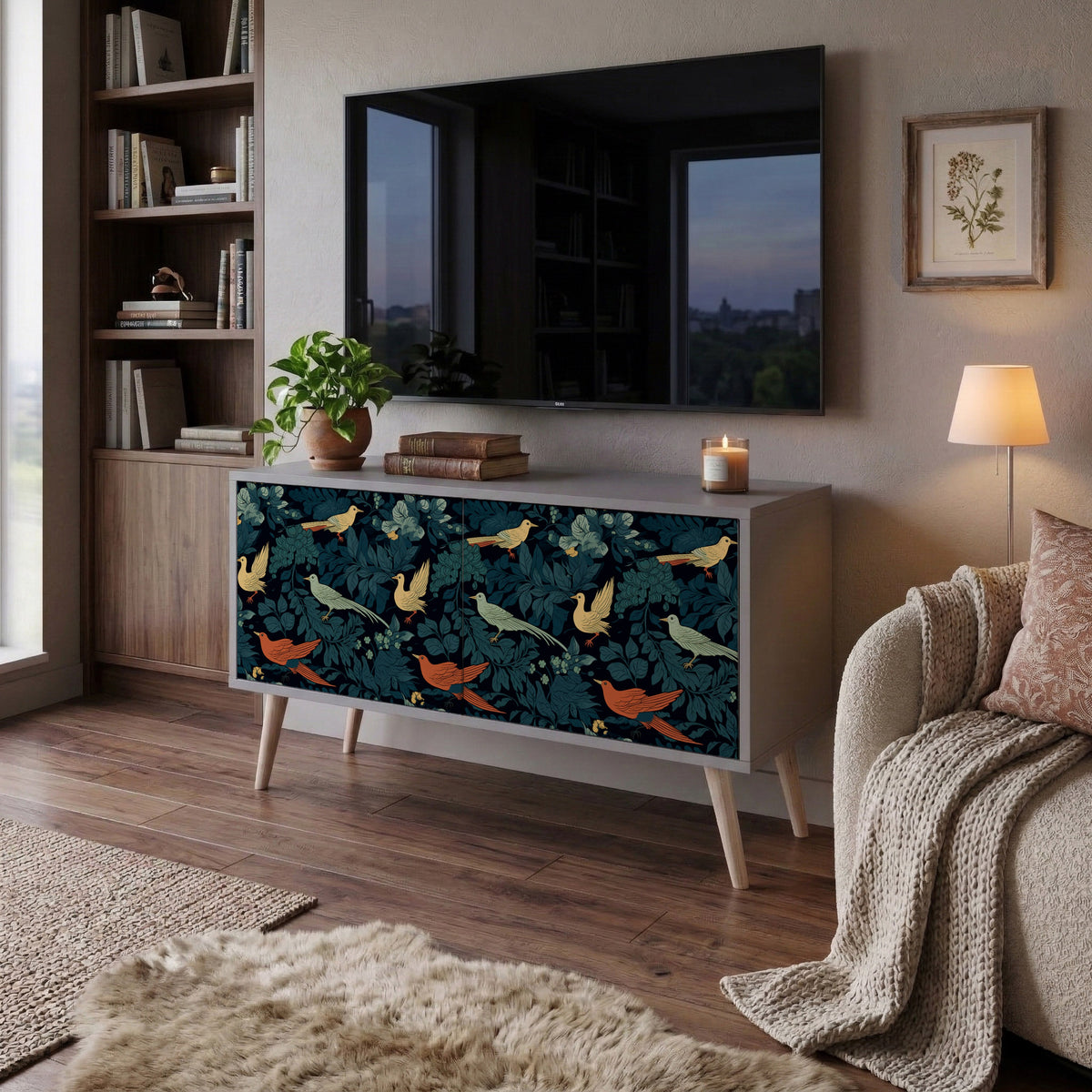 FOWL ORNAMENT Mueble de TV Compacto de 2 puertas
