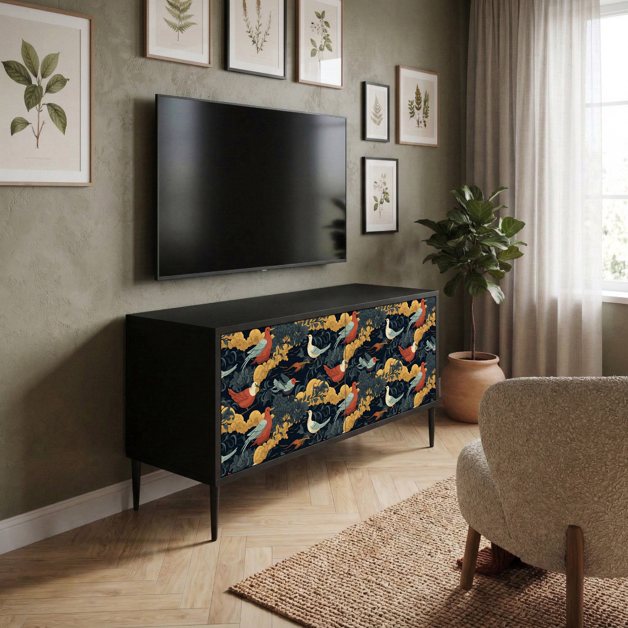 FOWLY DAZE Mueble de TV Compacto de 2 puertas