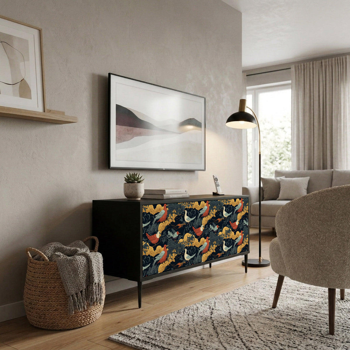 FOWLY DAZE Mueble de TV Compacto de 2 puertas
