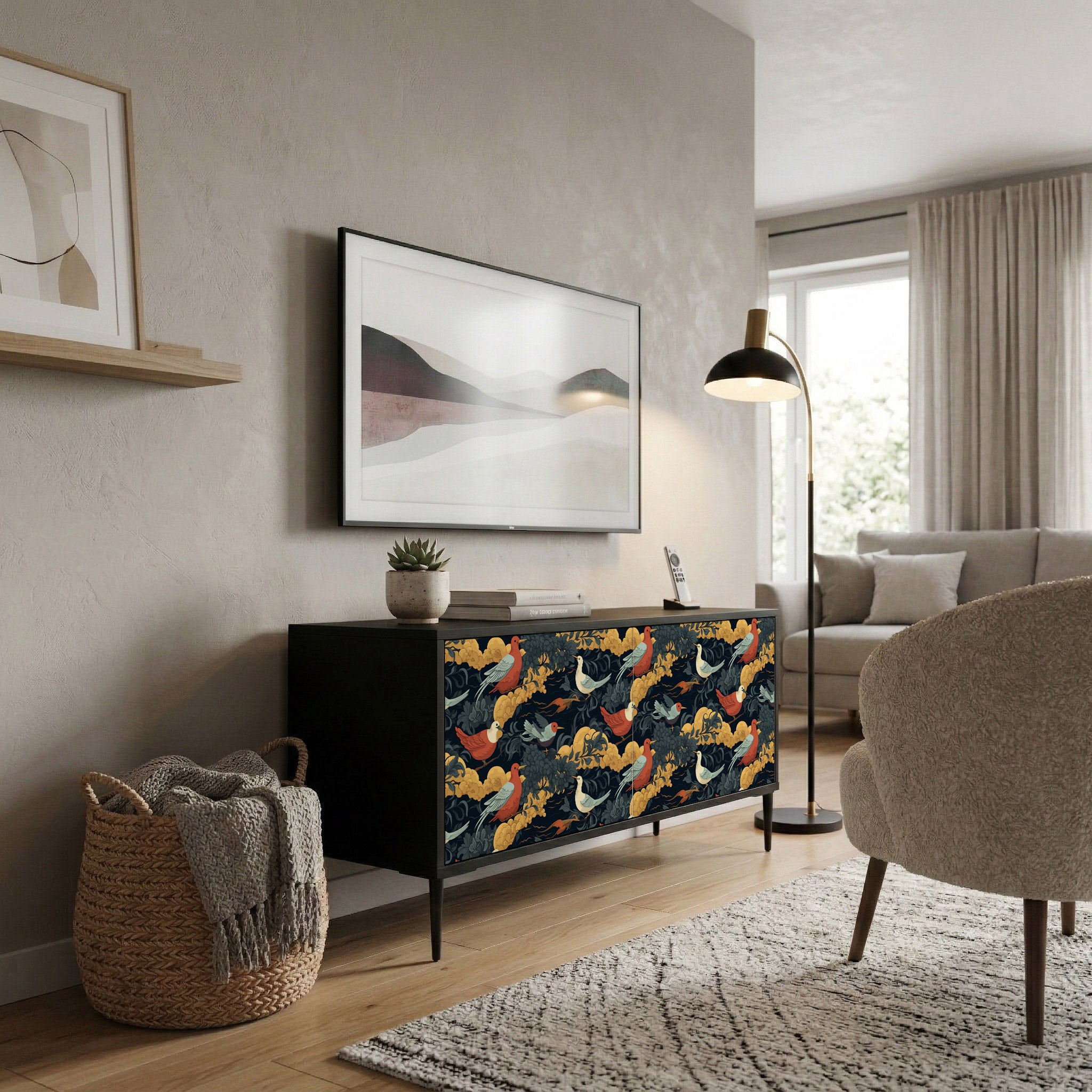 FOWLY DAZE Mueble de TV Compacto de 2 puertas