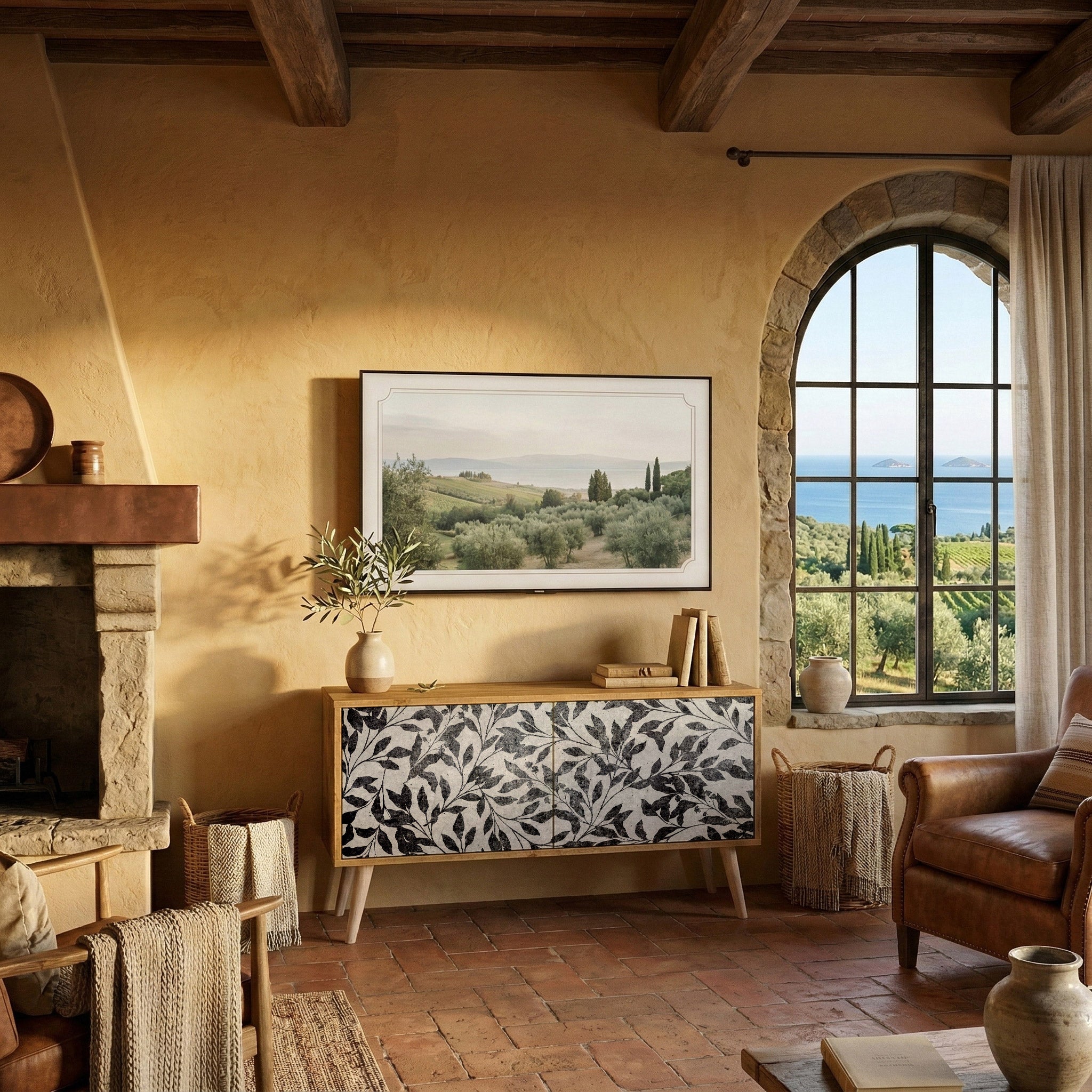 CHARCOAL SPROUT Mueble de TV Compacto de 2 puertas