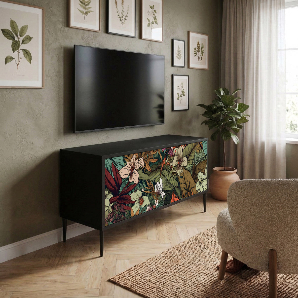 BOTANICAL EMERGENCE Mueble de TV Compacto de 2 puertas