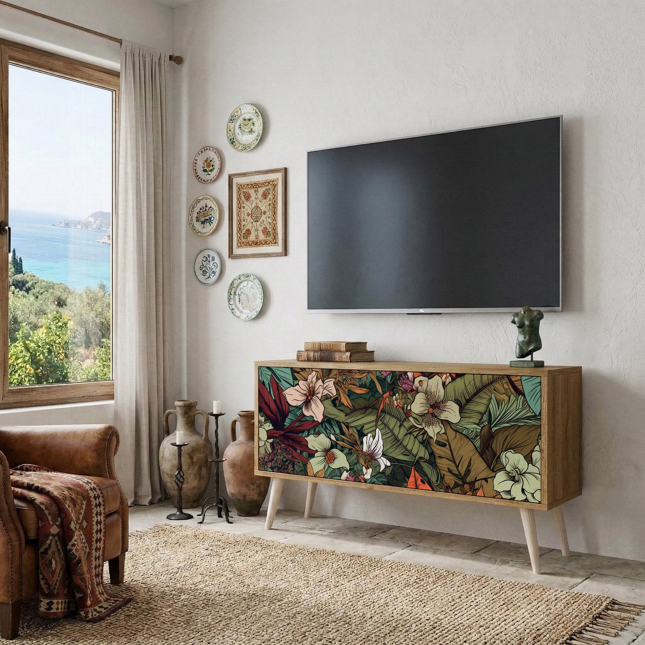 BOTANICAL EMERGENCE Mueble de TV Compacto de 2 puertas