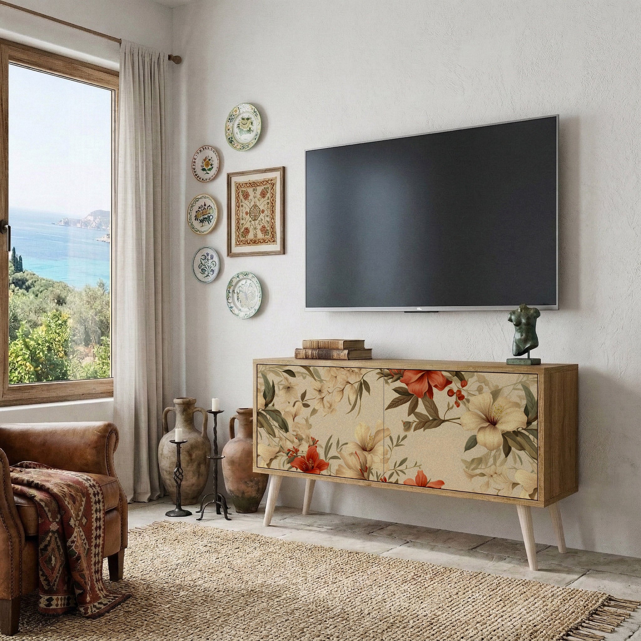 BLOOMING HARMONY Mueble de TV Compacto de 2 puertas