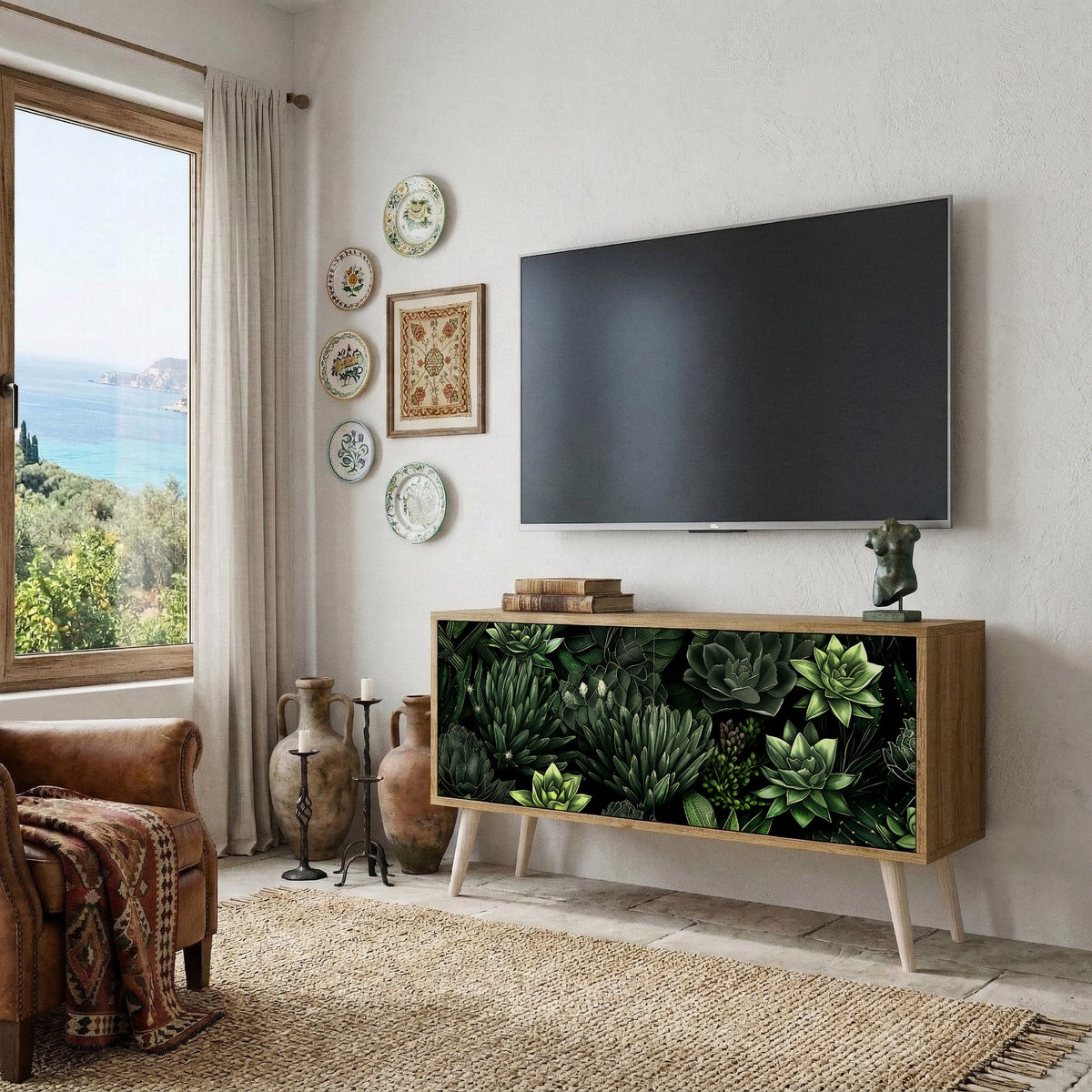SUCCULENT JUNGLE Compact 2-Door TV Cabinet