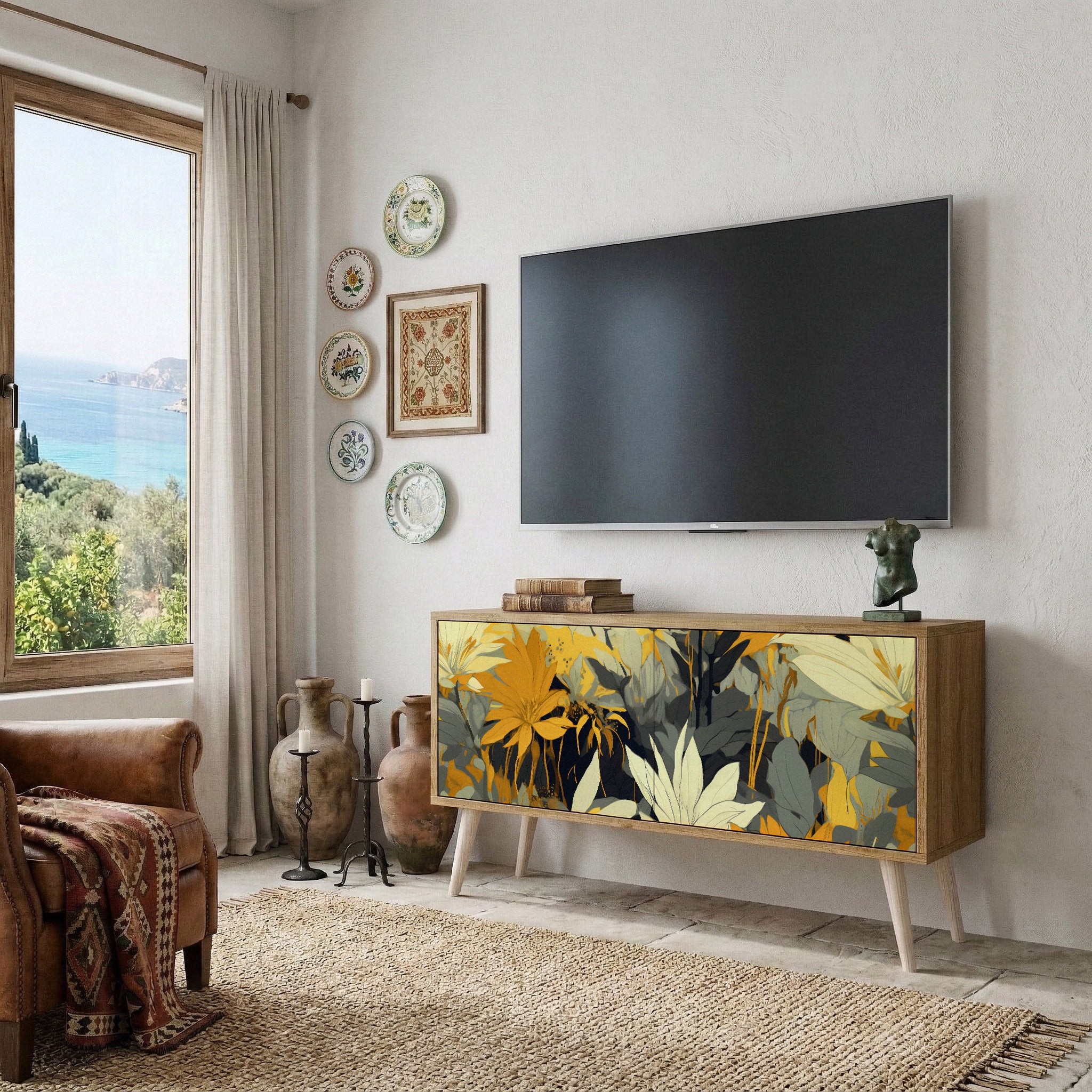 SUNKISSED LILY Mueble de TV Compacto de 2 puertas