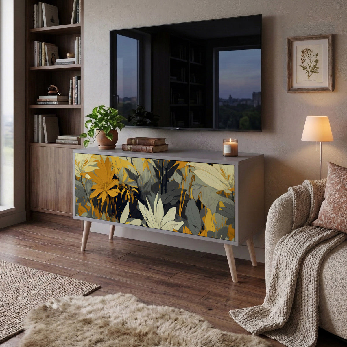 SUNKISSED LILY Mueble de TV Compacto de 2 puertas