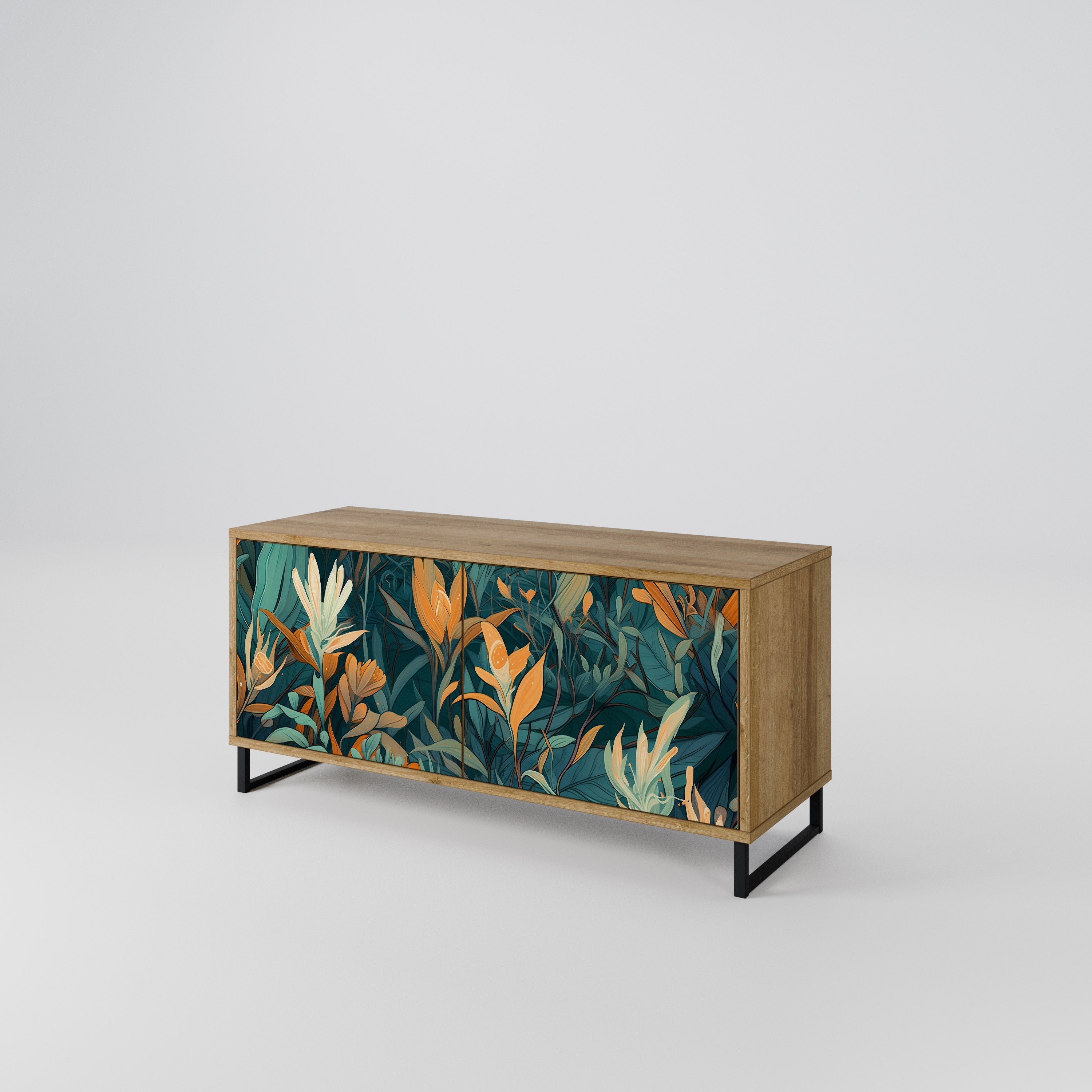 FLORAL SERENITY Mueble de TV Compacto de 2 puertas