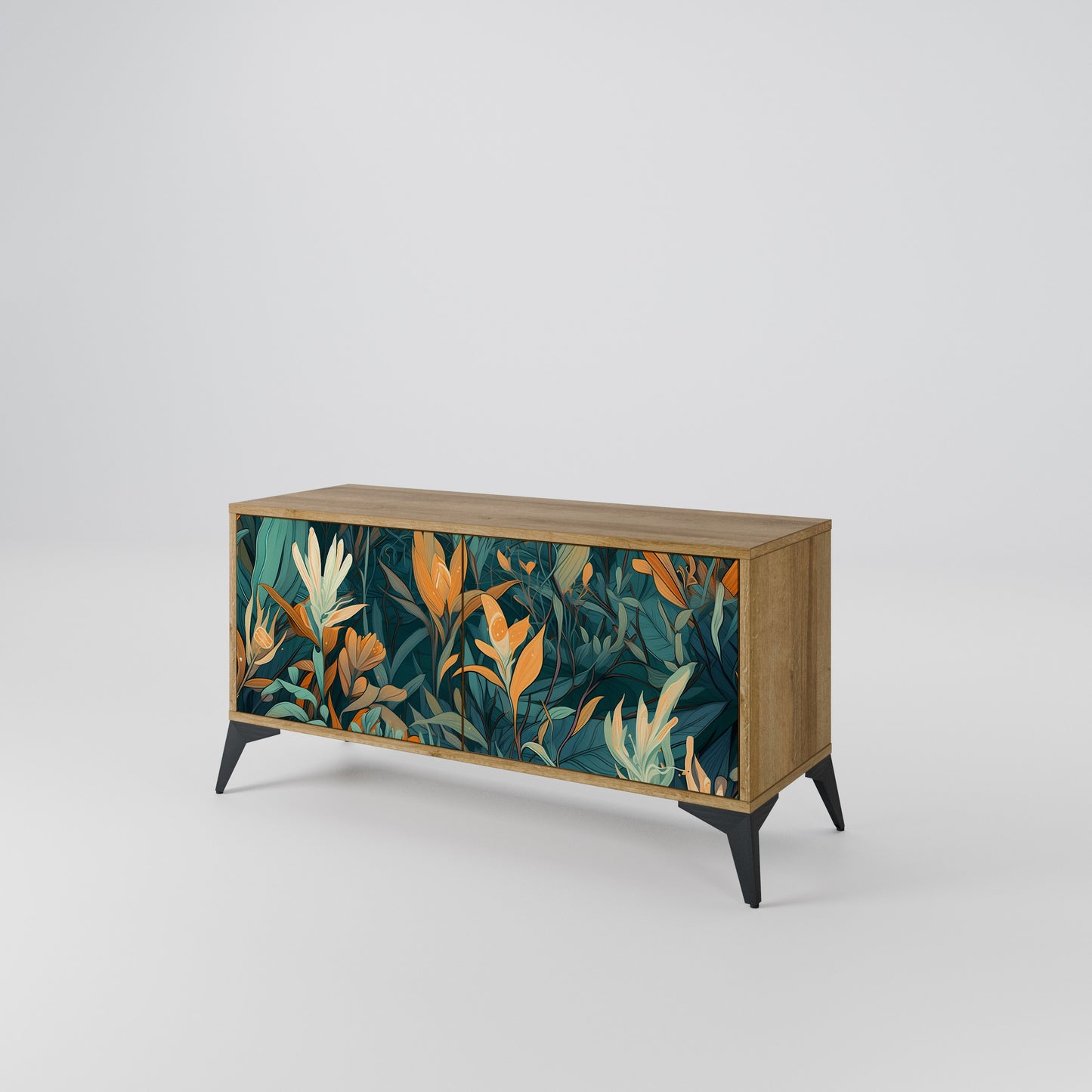 FLORAL SERENITY Mueble de TV Compacto de 2 puertas
