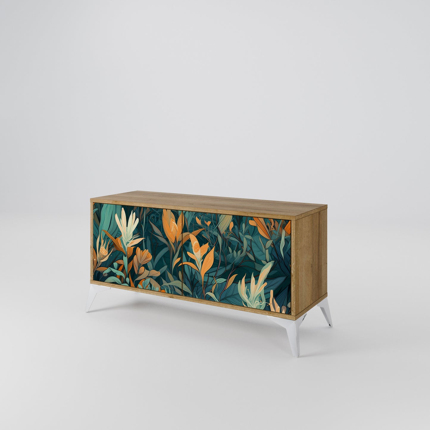 FLORAL SERENITY Mueble de TV Compacto de 2 puertas