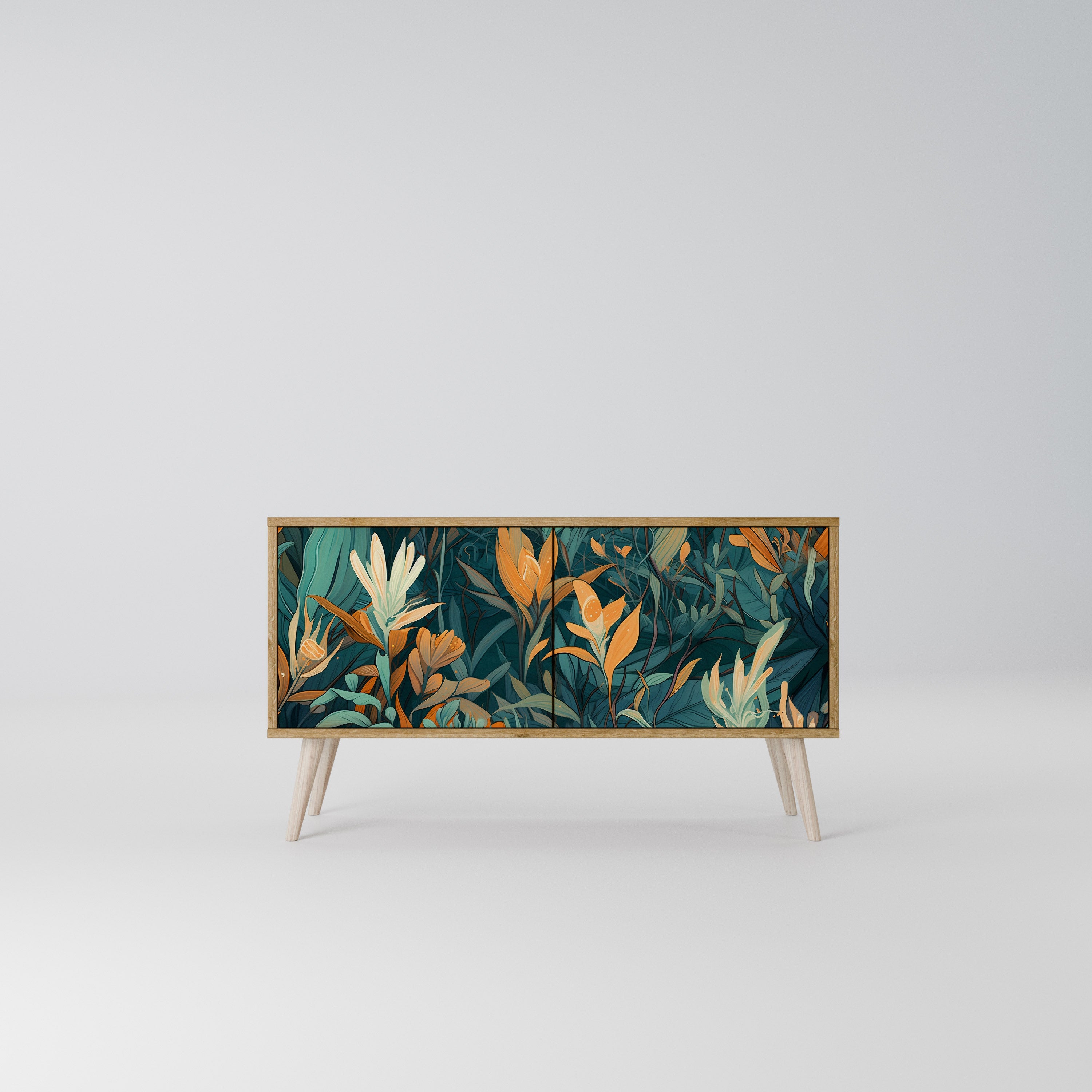 FLORAL SERENITY Mueble de TV Compacto de 2 puertas