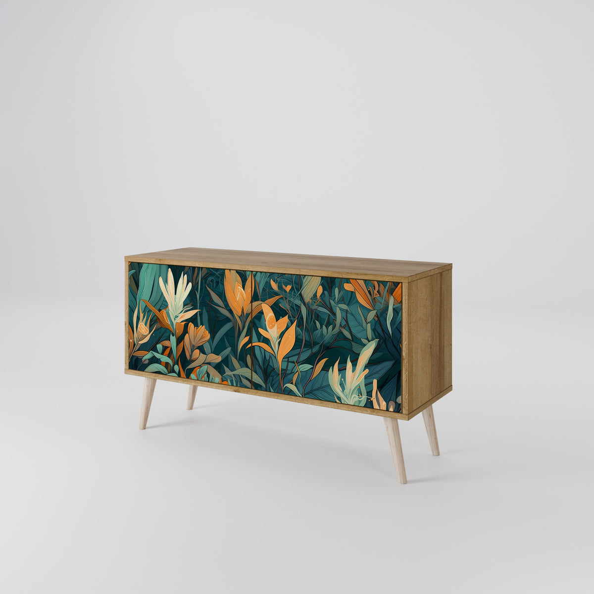 FLORAL SERENITY Mueble de TV Compacto de 2 puertas