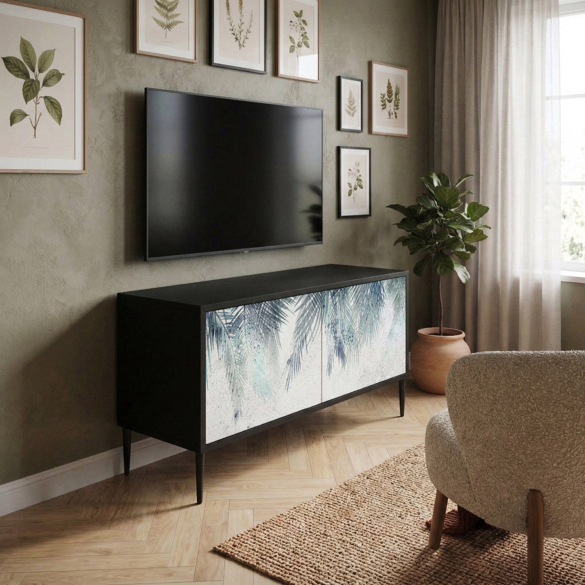 PALM VEIL Mueble de TV Compacto de 2 puertas
