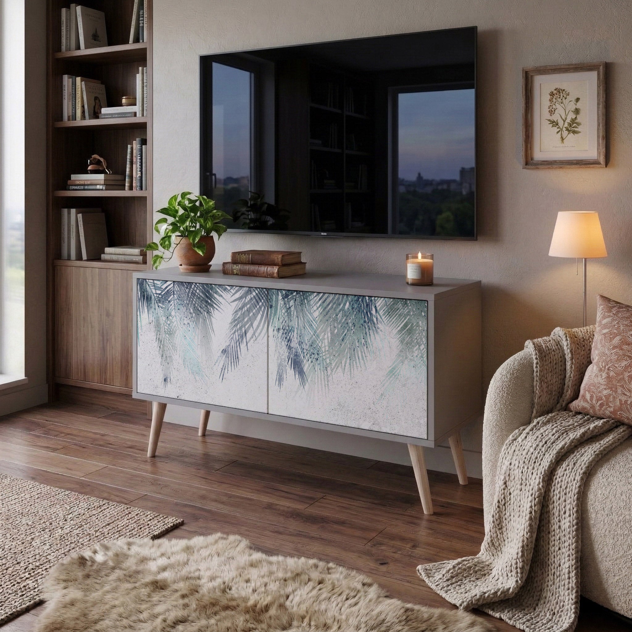 PALM VEIL Mueble de TV Compacto de 2 puertas