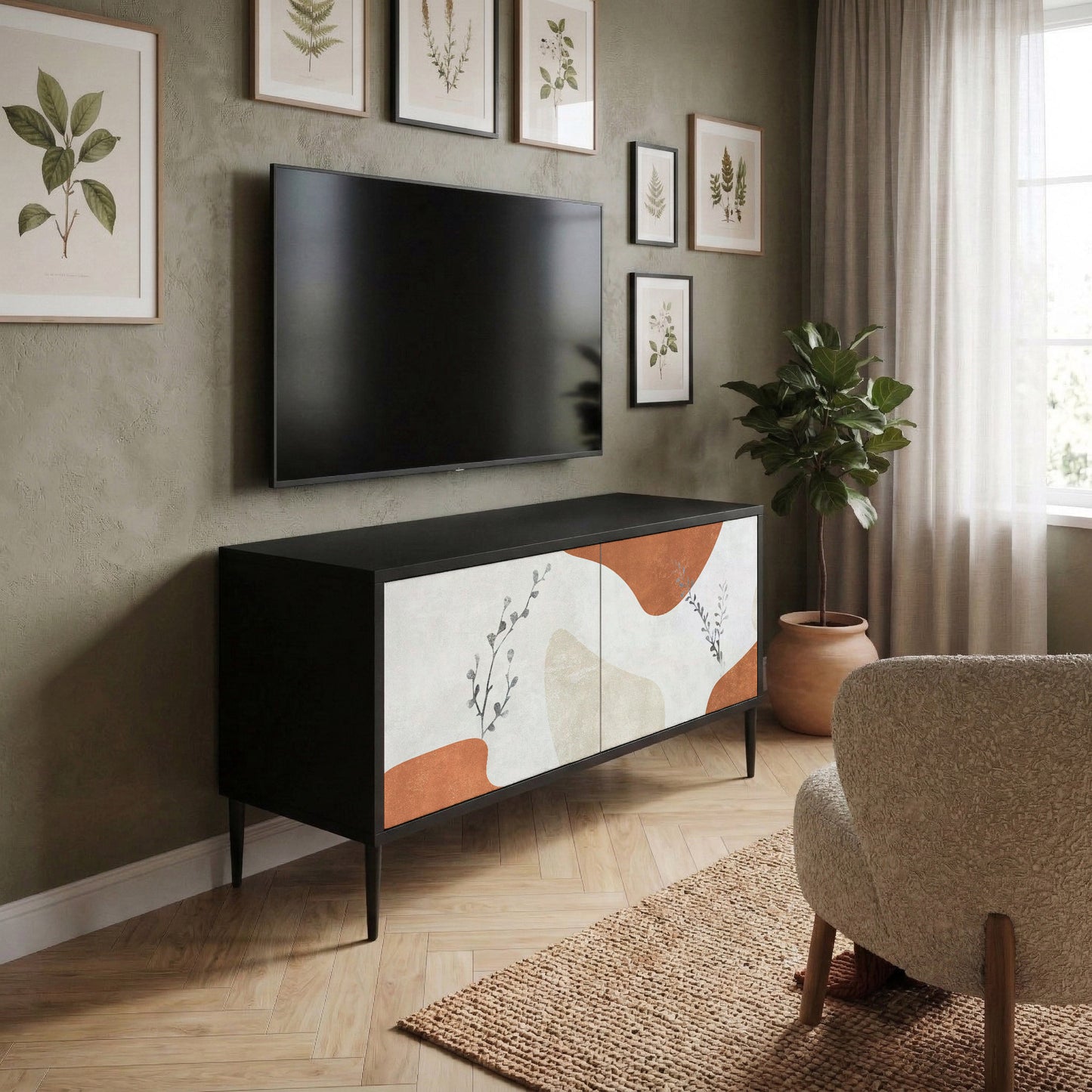 TRANQUIL TWIG Mueble de TV Compacto de 2 puertas