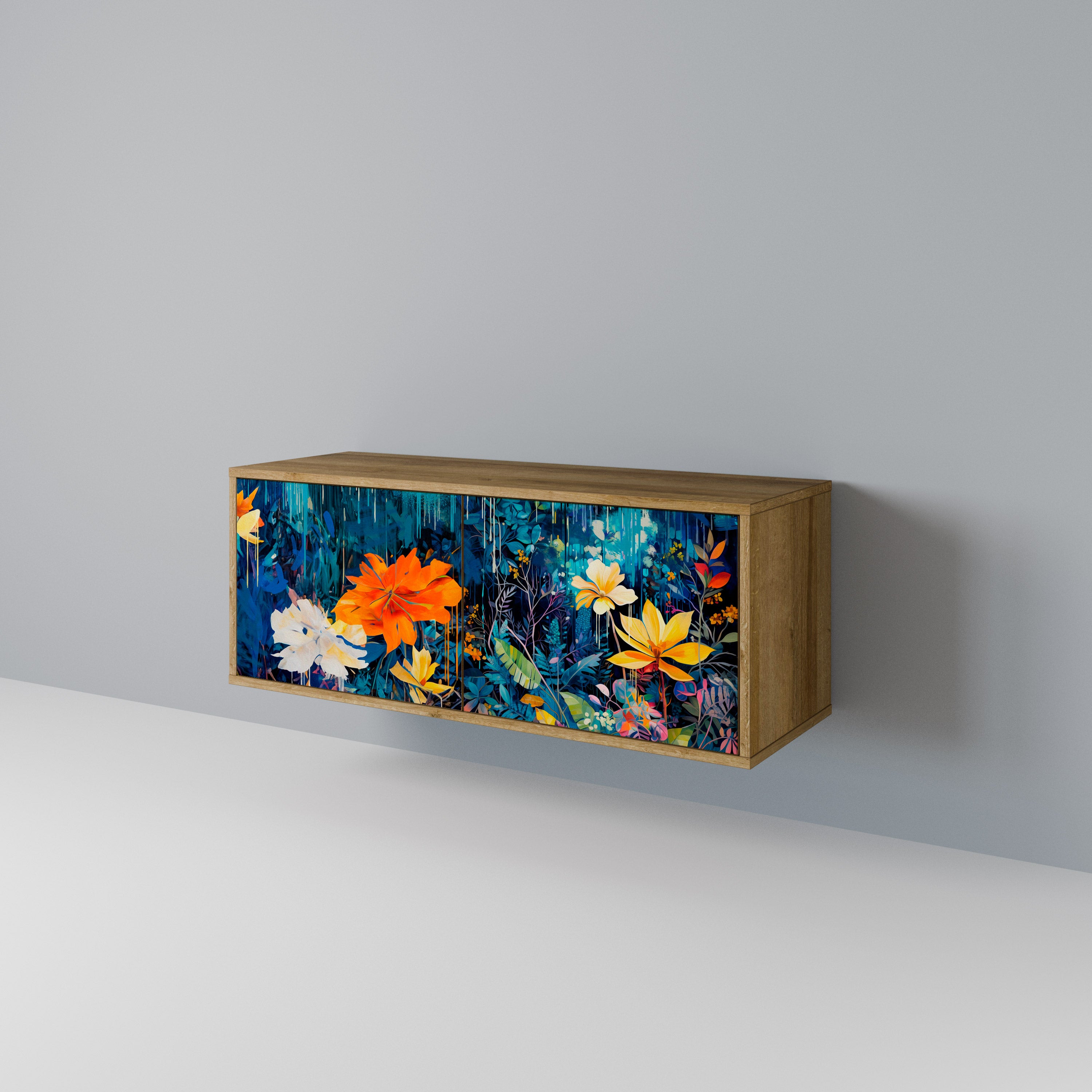 MIDNIGHT BLOSSOM Mueble de TV Compacto de 2 puertas