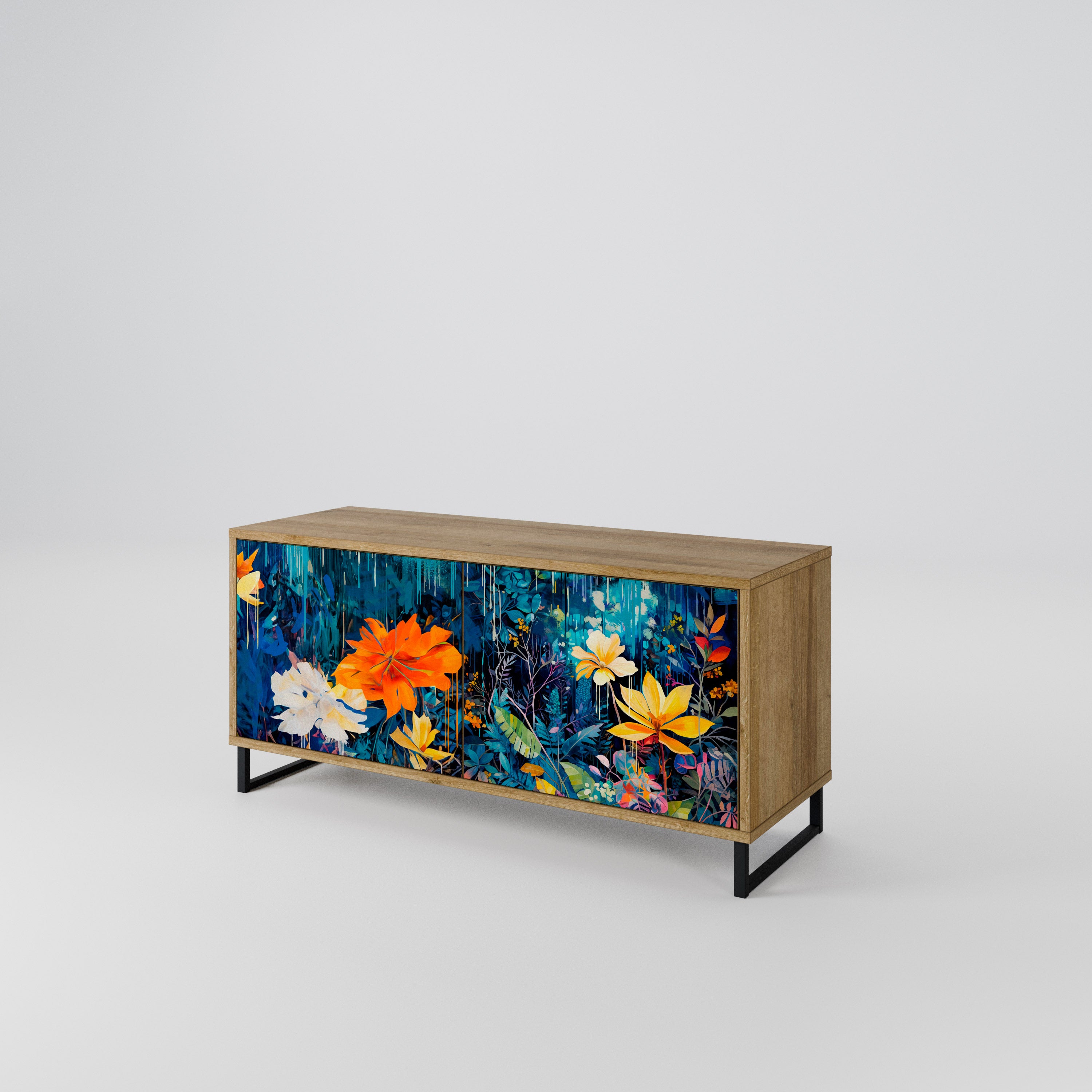 MIDNIGHT BLOSSOM Mueble de TV Compacto de 2 puertas