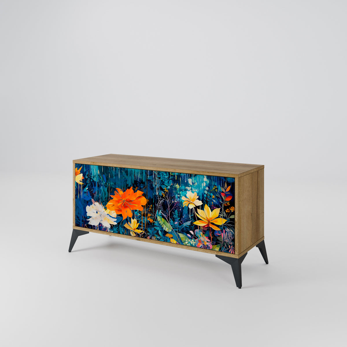 MIDNIGHT BLOSSOM Mueble de TV Compacto de 2 puertas